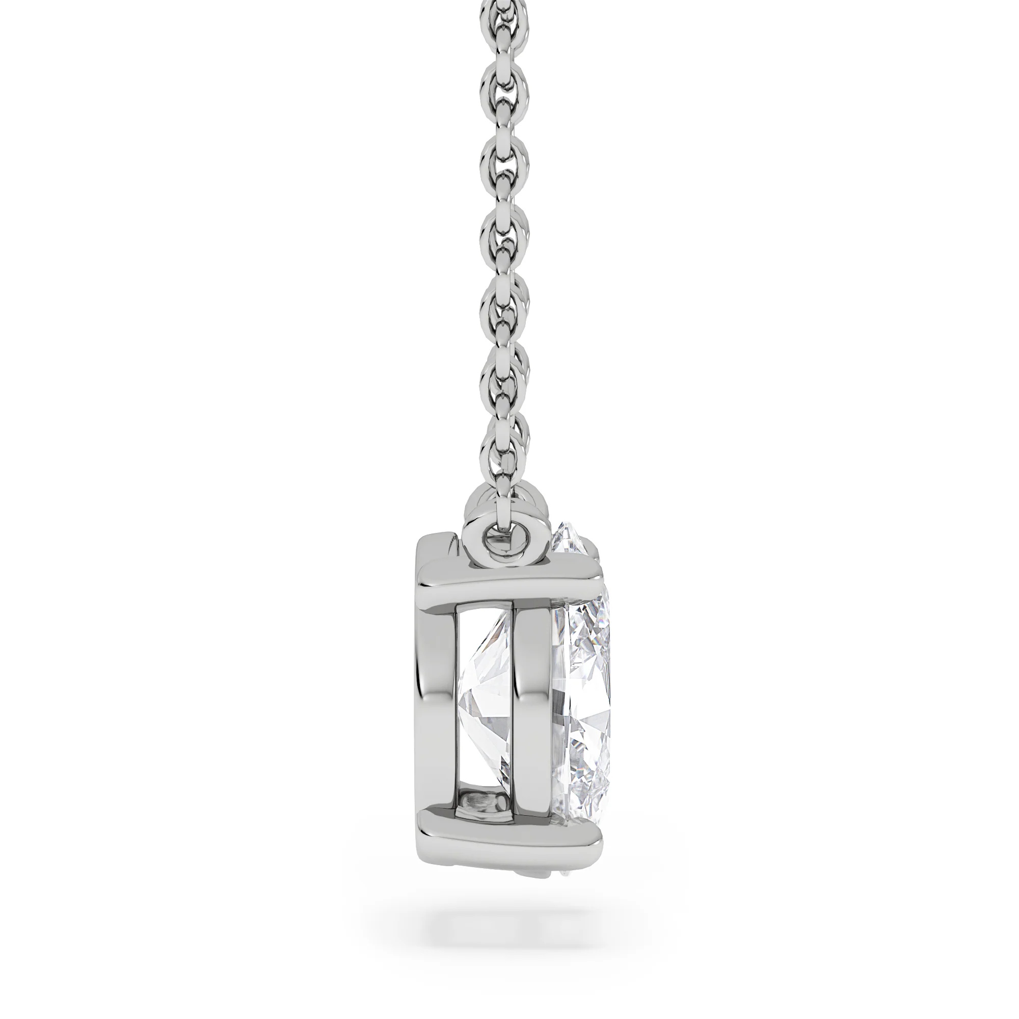Wanderlust Floating Oval Cut Lab Diamond Solitaire Necklace 1.00ct H/SI in 9K White Gold - Image 5
