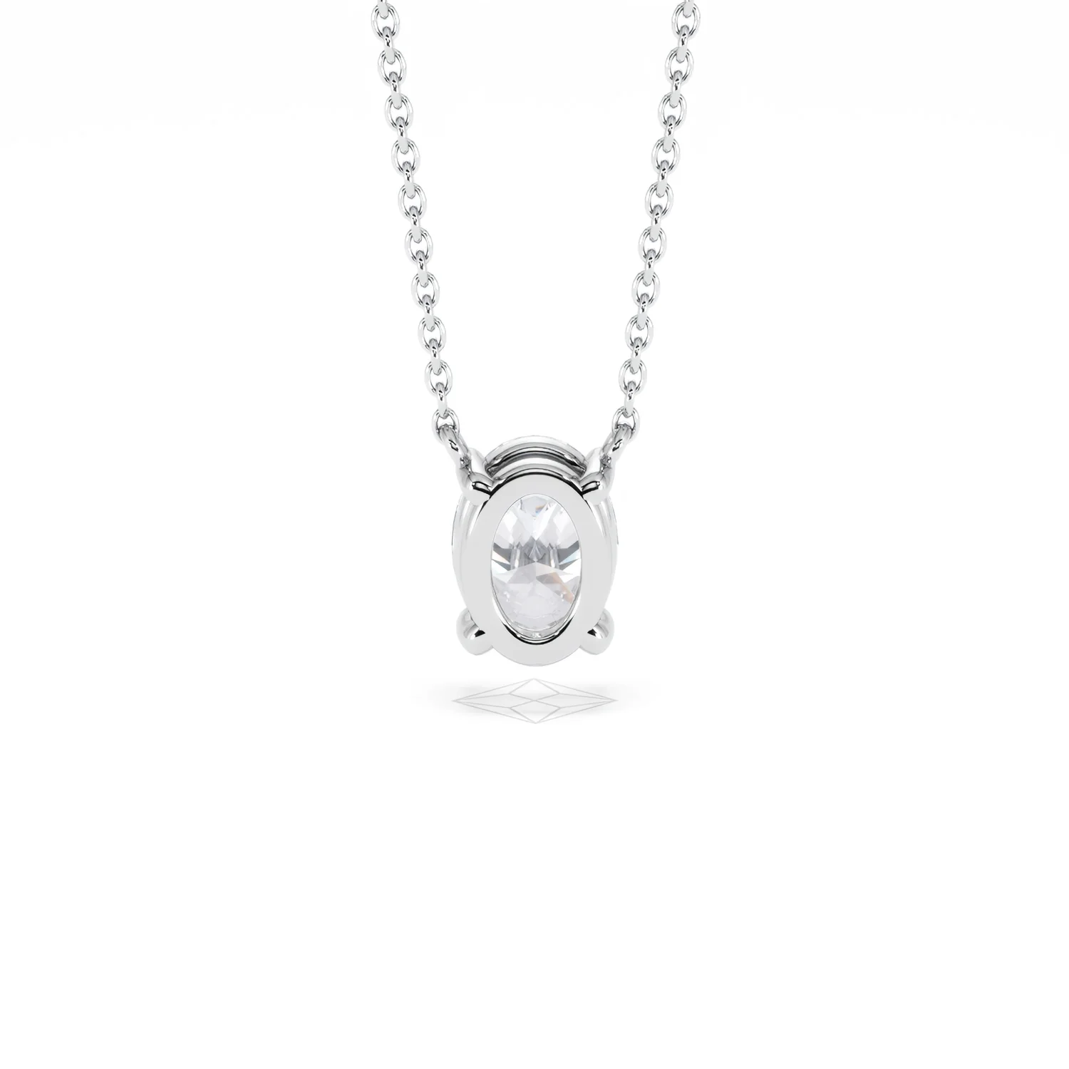 Wanderlust Floating Oval Cut Lab Diamond Solitaire Necklace 1.00ct H/SI in 9K White Gold - Image 50