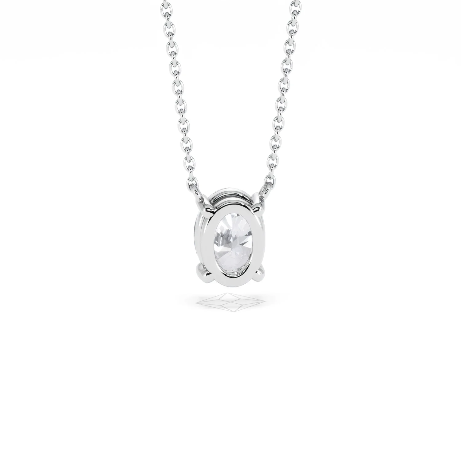 Wanderlust Floating Oval Cut Lab Diamond Solitaire Necklace 1.00ct H/SI in 9K White Gold - Image 51