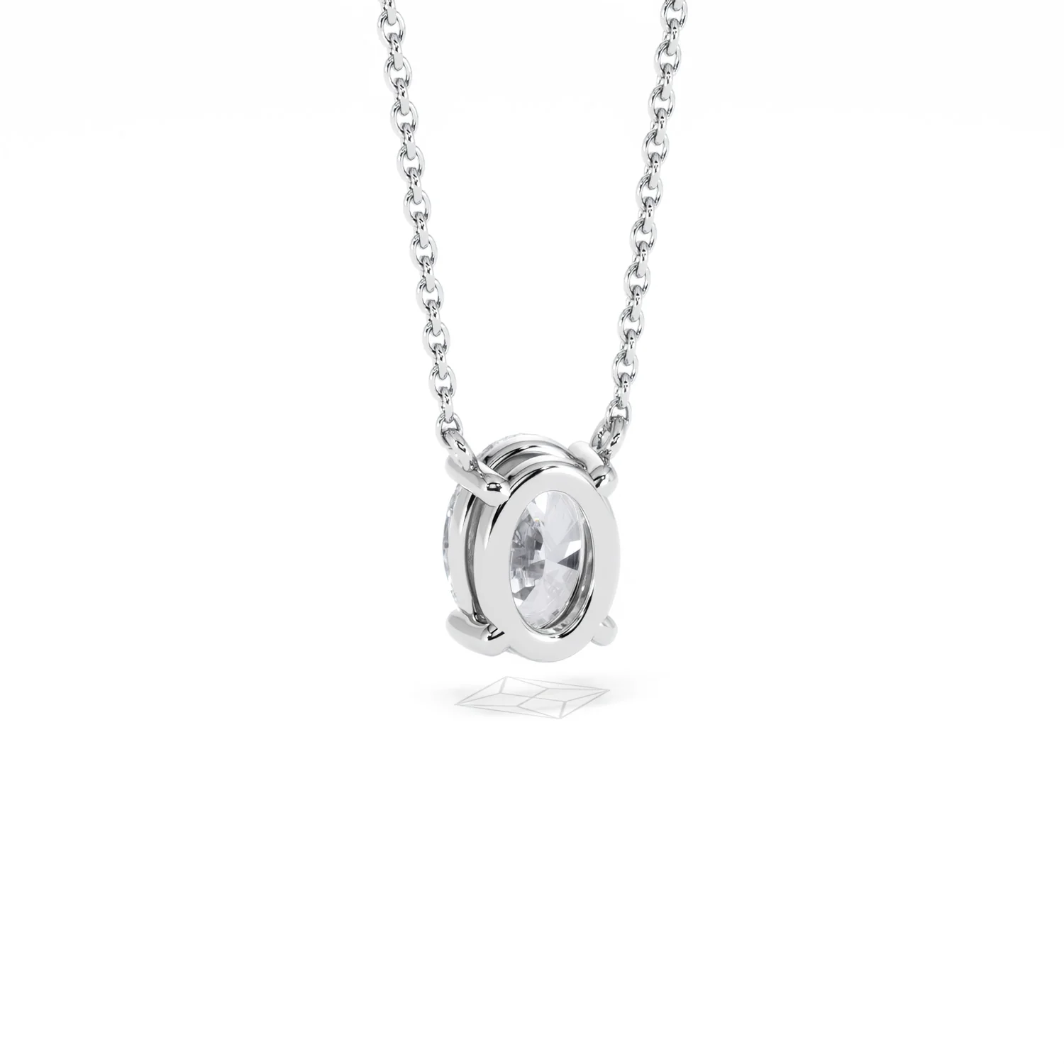 Wanderlust Floating Oval Cut Lab Diamond Solitaire Necklace 1.00ct H/SI in 9K White Gold - Image 54