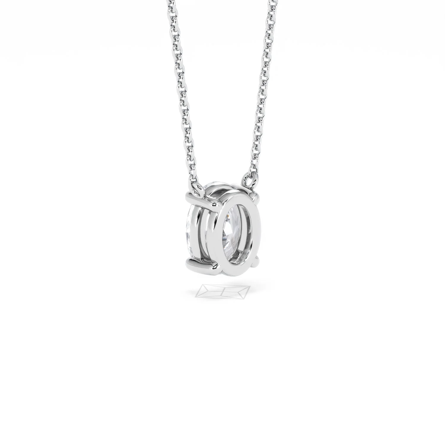 Wanderlust Floating Oval Cut Lab Diamond Solitaire Necklace 1.00ct H/SI in 9K White Gold - Image 58