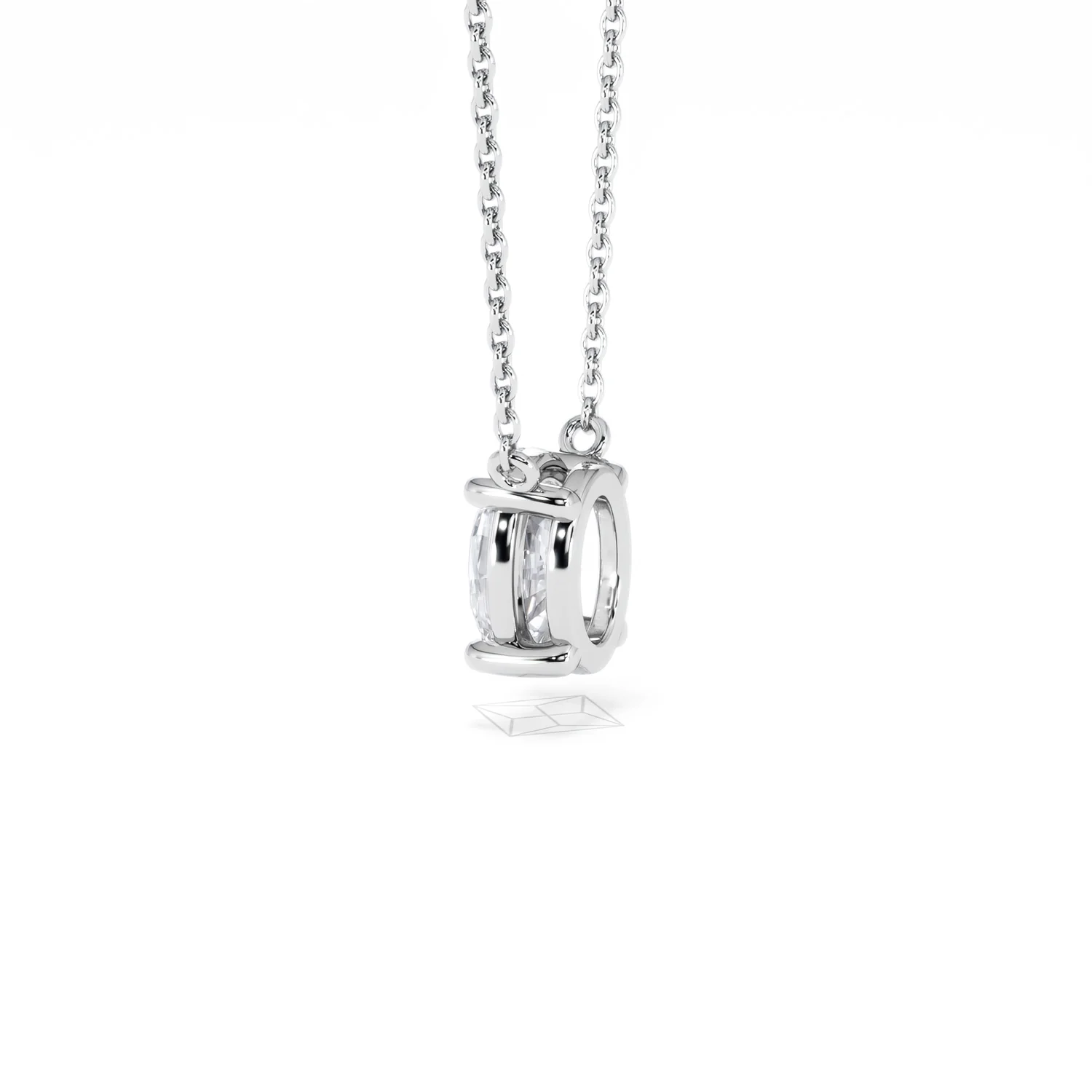 Wanderlust Floating Oval Cut Lab Diamond Solitaire Necklace 1.00ct H/SI in 9K White Gold - Image 64