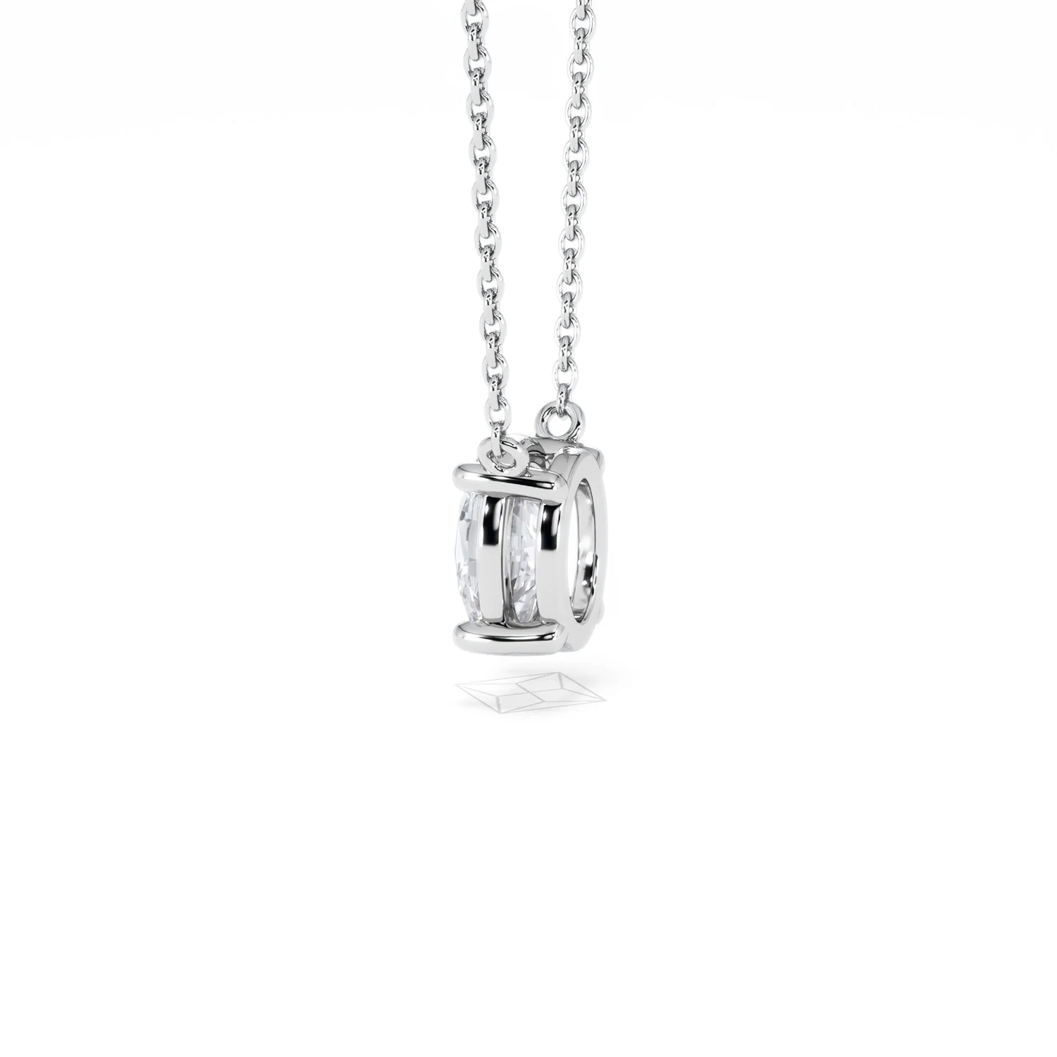 Wanderlust Floating Oval Cut Lab Diamond Solitaire Necklace 1.00ct H/SI in 9K White Gold - Image 65
