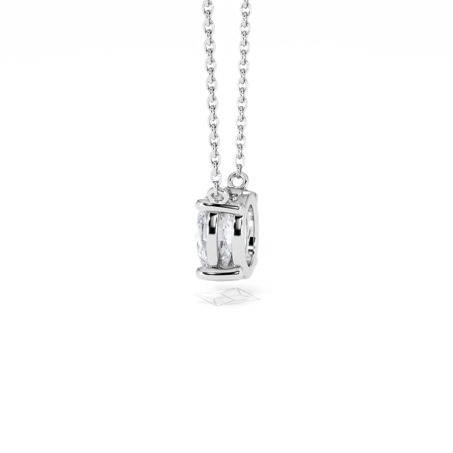 Wanderlust Floating Oval Cut Lab Diamond Solitaire Necklace 1.00ct H/SI in 9K White Gold - Image 66