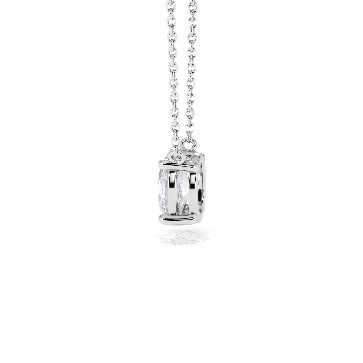 Wanderlust Floating Oval Cut Lab Diamond Solitaire Necklace 1.00ct H/SI in 9K White Gold - Image 67