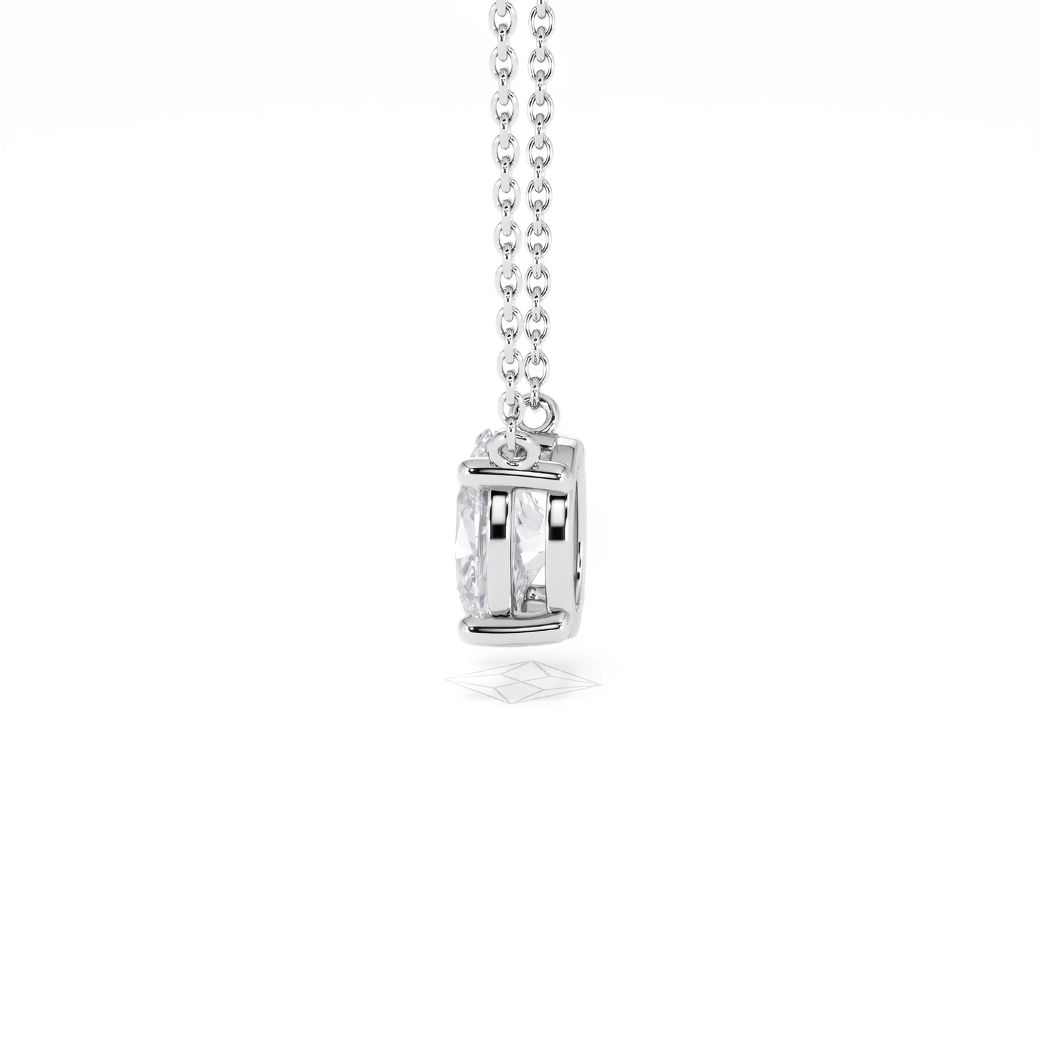 Wanderlust Floating Oval Cut Lab Diamond Solitaire Necklace 1.00ct H/SI in 9K White Gold - Image 68