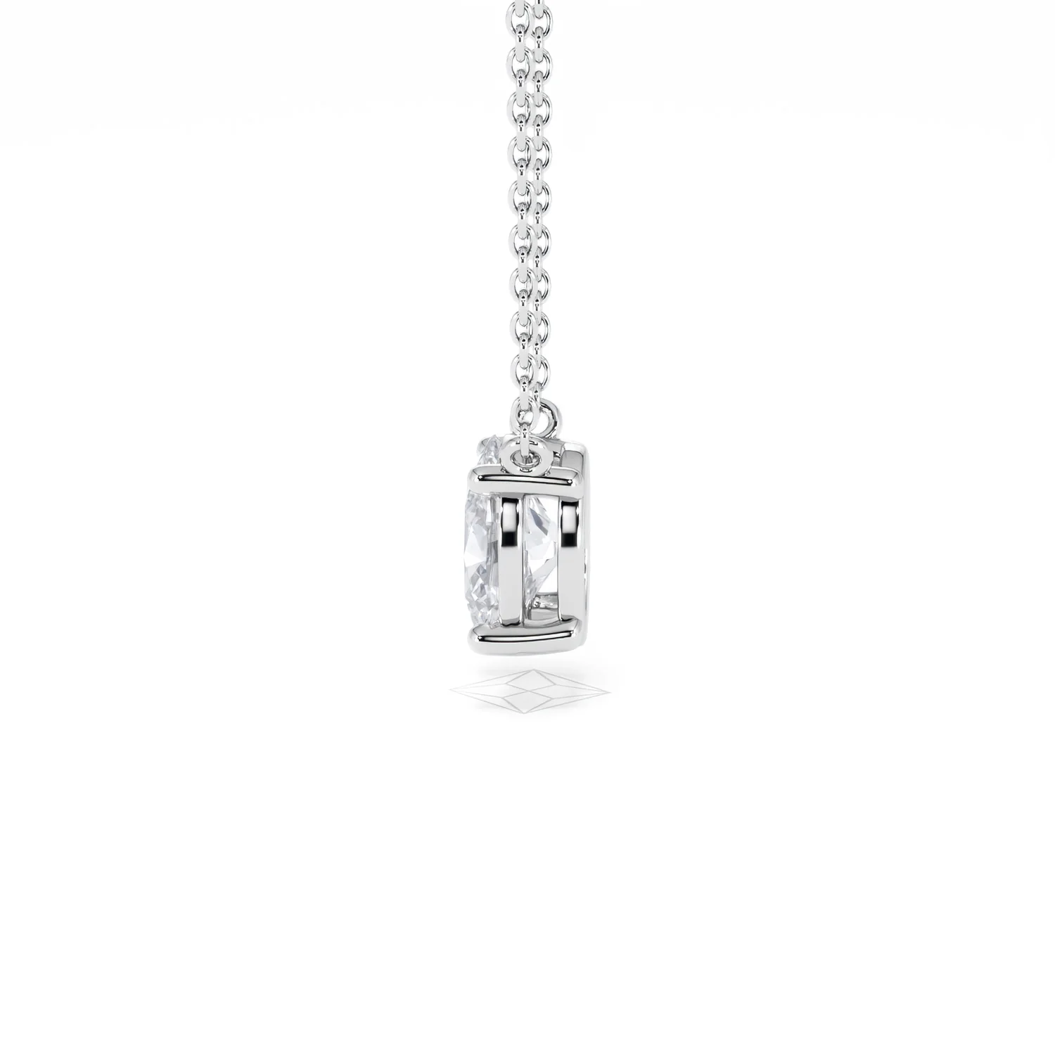 Wanderlust Floating Oval Cut Lab Diamond Solitaire Necklace 1.00ct H/SI in 9K White Gold - Image 69
