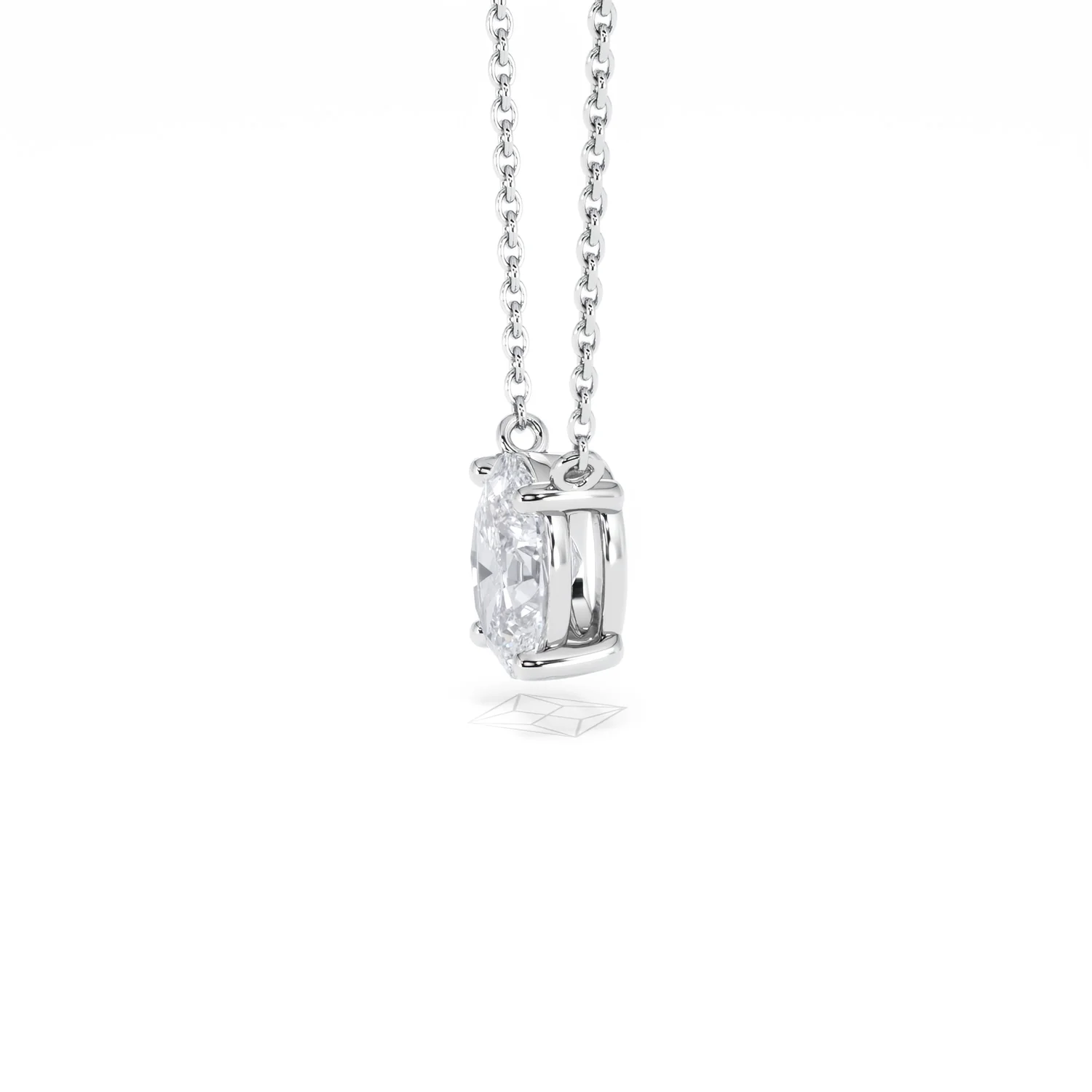 Wanderlust Floating Oval Cut Lab Diamond Solitaire Necklace 1.00ct H/SI in 9K White Gold - Image 74