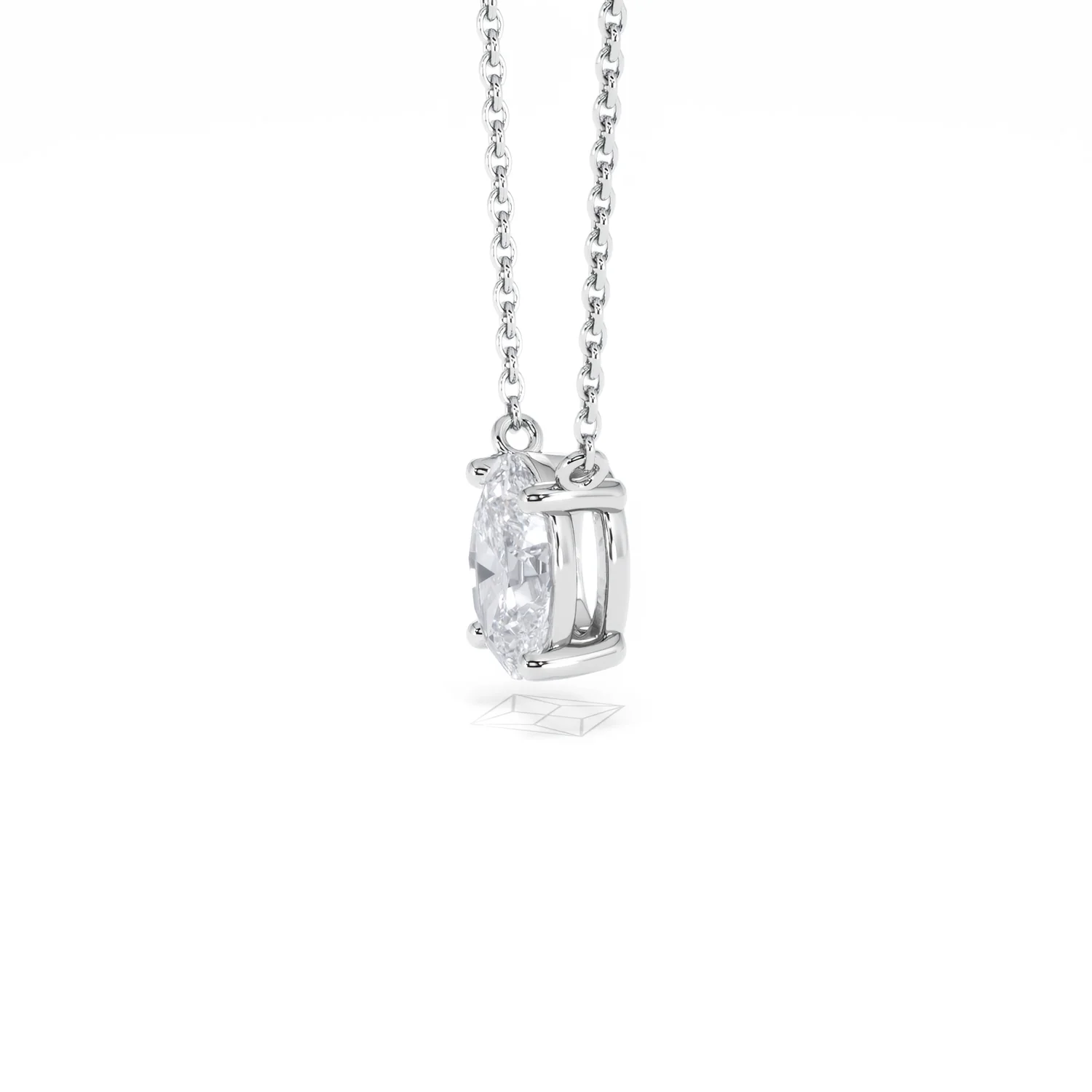 Wanderlust Floating Oval Cut Lab Diamond Solitaire Necklace 1.00ct H/SI in 9K White Gold - Image 75