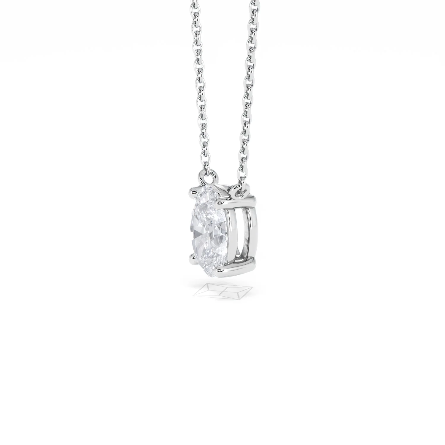 Wanderlust Floating Oval Cut Lab Diamond Solitaire Necklace 1.00ct H/SI in 9K White Gold - Image 76