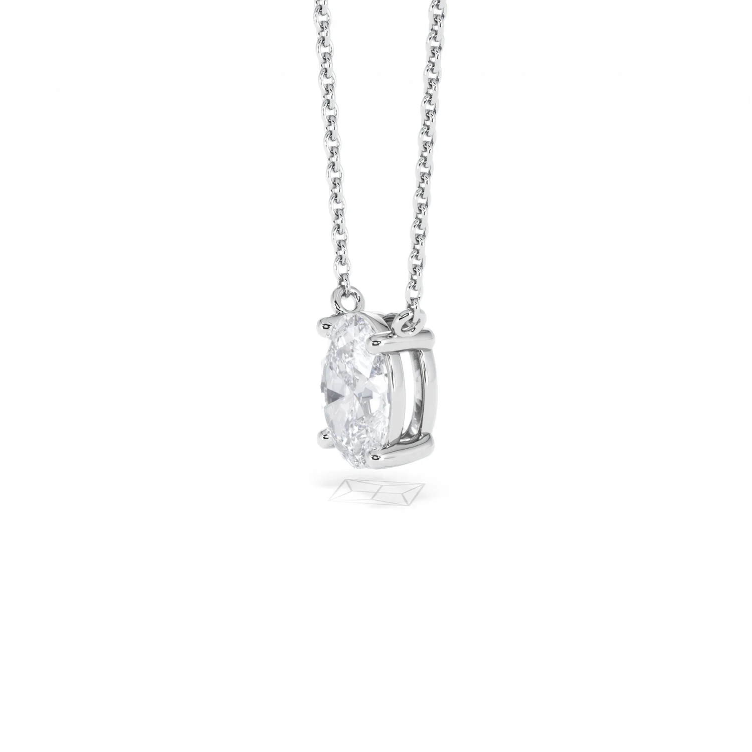 Wanderlust Floating Oval Cut Lab Diamond Solitaire Necklace 1.00ct H/SI in 9K White Gold - Image 77