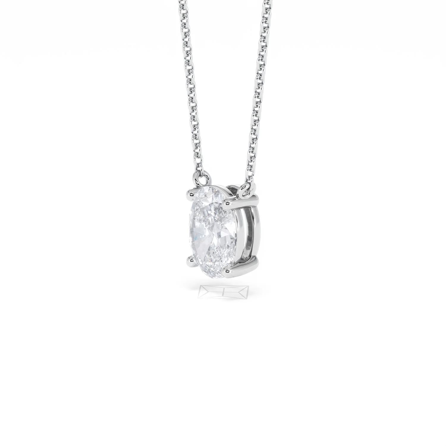 Wanderlust Floating Oval Cut Lab Diamond Solitaire Necklace 1.00ct H/SI in 9K White Gold - Image 79