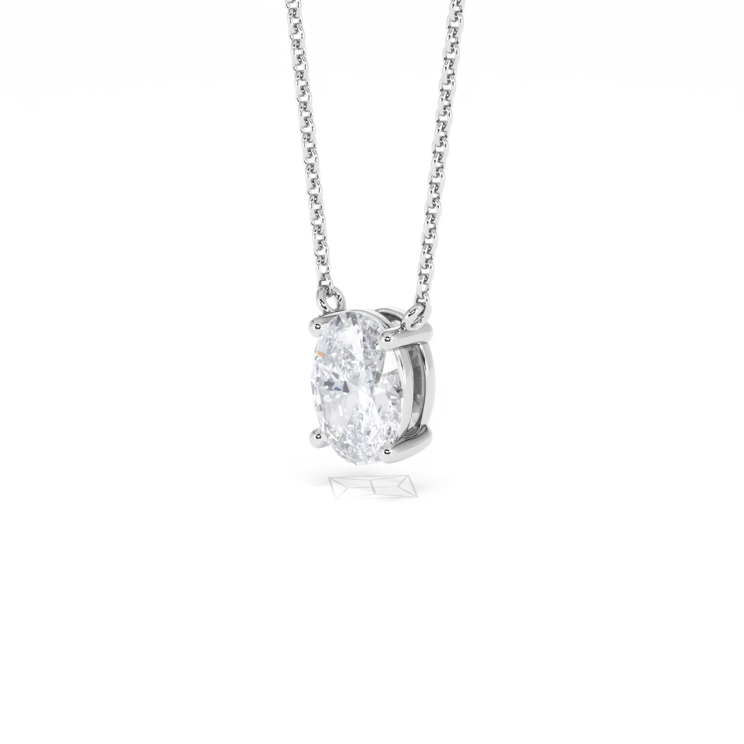 Wanderlust Floating Oval Cut Lab Diamond Solitaire Necklace 1.00ct H/SI in 9K White Gold - Image 81