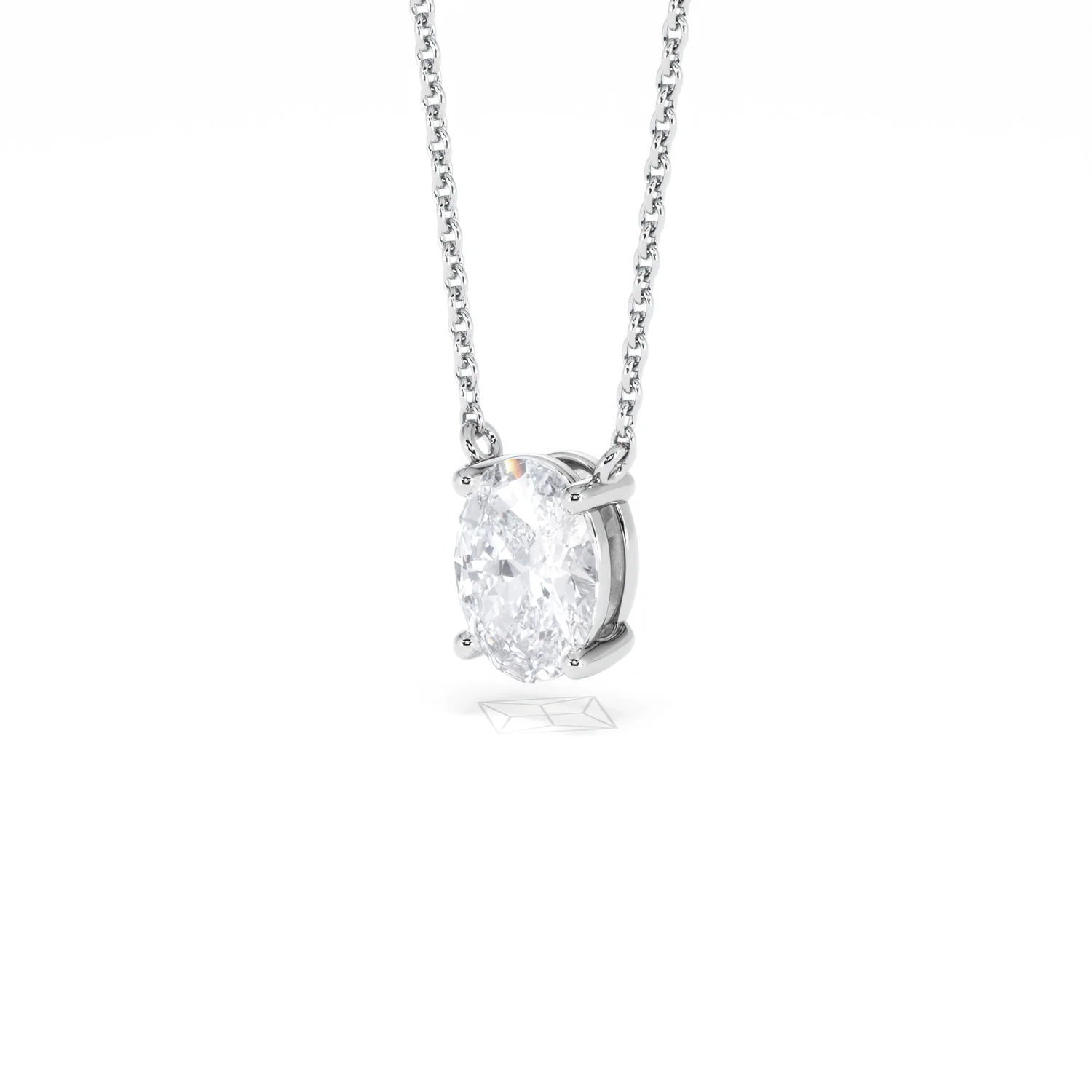 Wanderlust Floating Oval Cut Lab Diamond Solitaire Necklace 1.00ct H/SI in 9K White Gold - Image 82