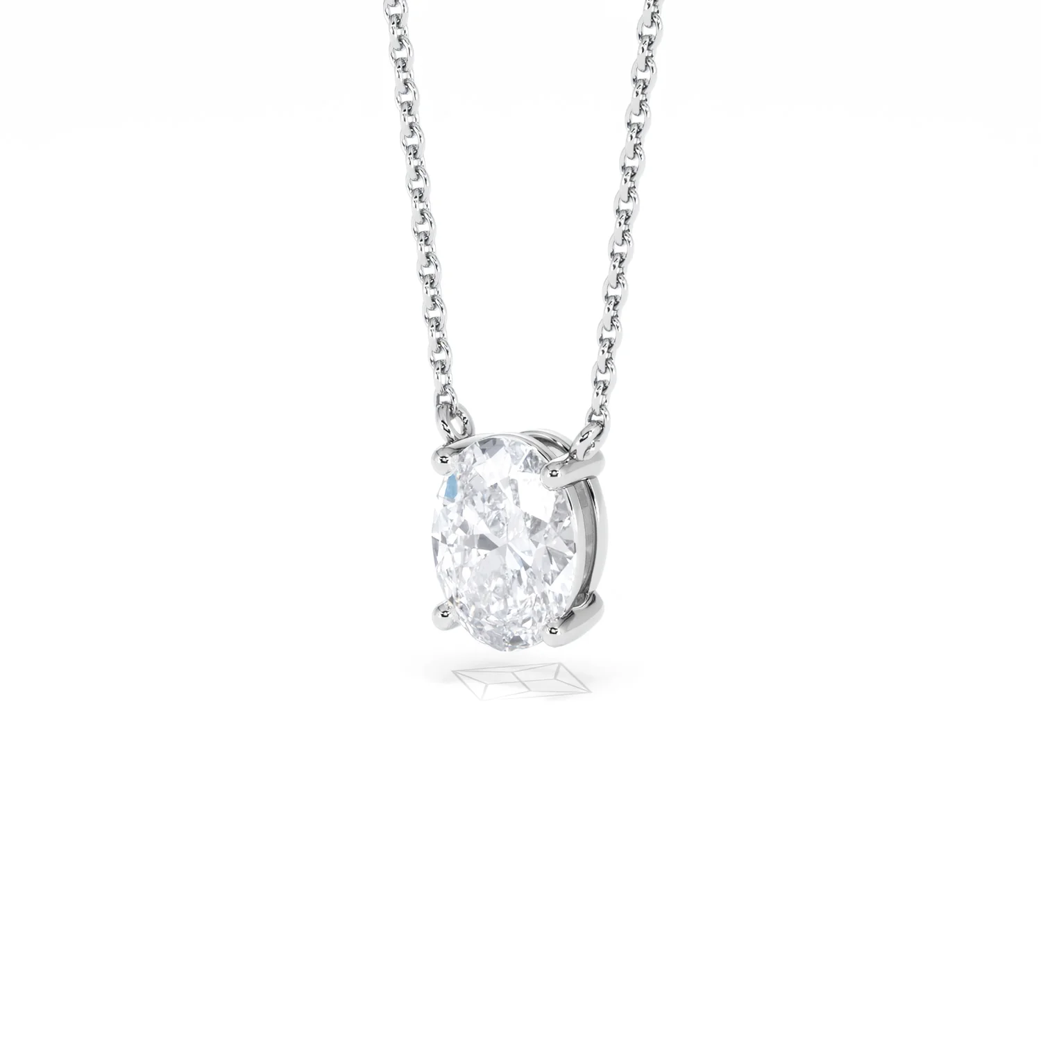 Wanderlust Floating Oval Cut Lab Diamond Solitaire Necklace 1.00ct H/SI in 9K White Gold - Image 83