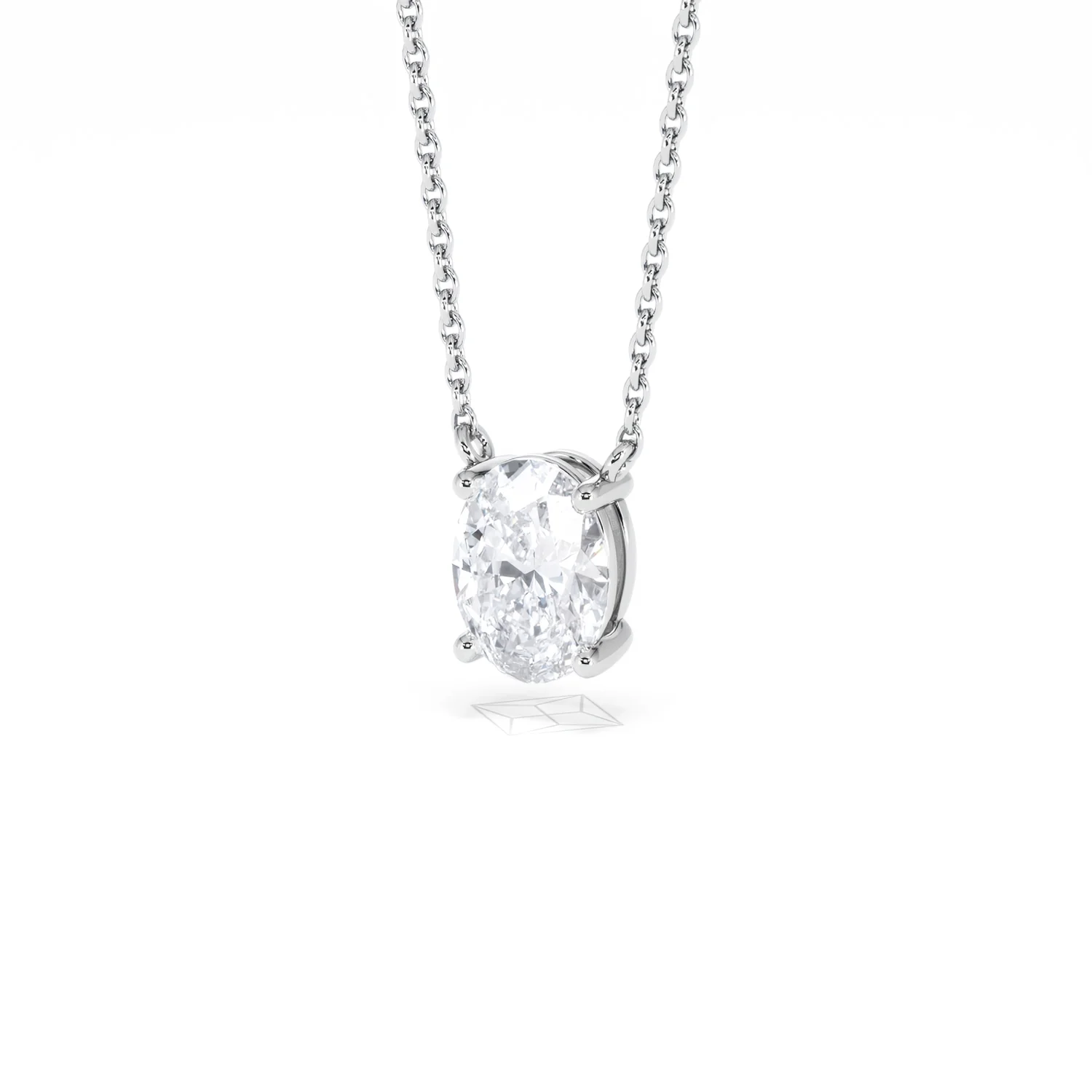 Wanderlust Floating Oval Cut Lab Diamond Solitaire Necklace 1.00ct H/SI in 9K White Gold - Image 84