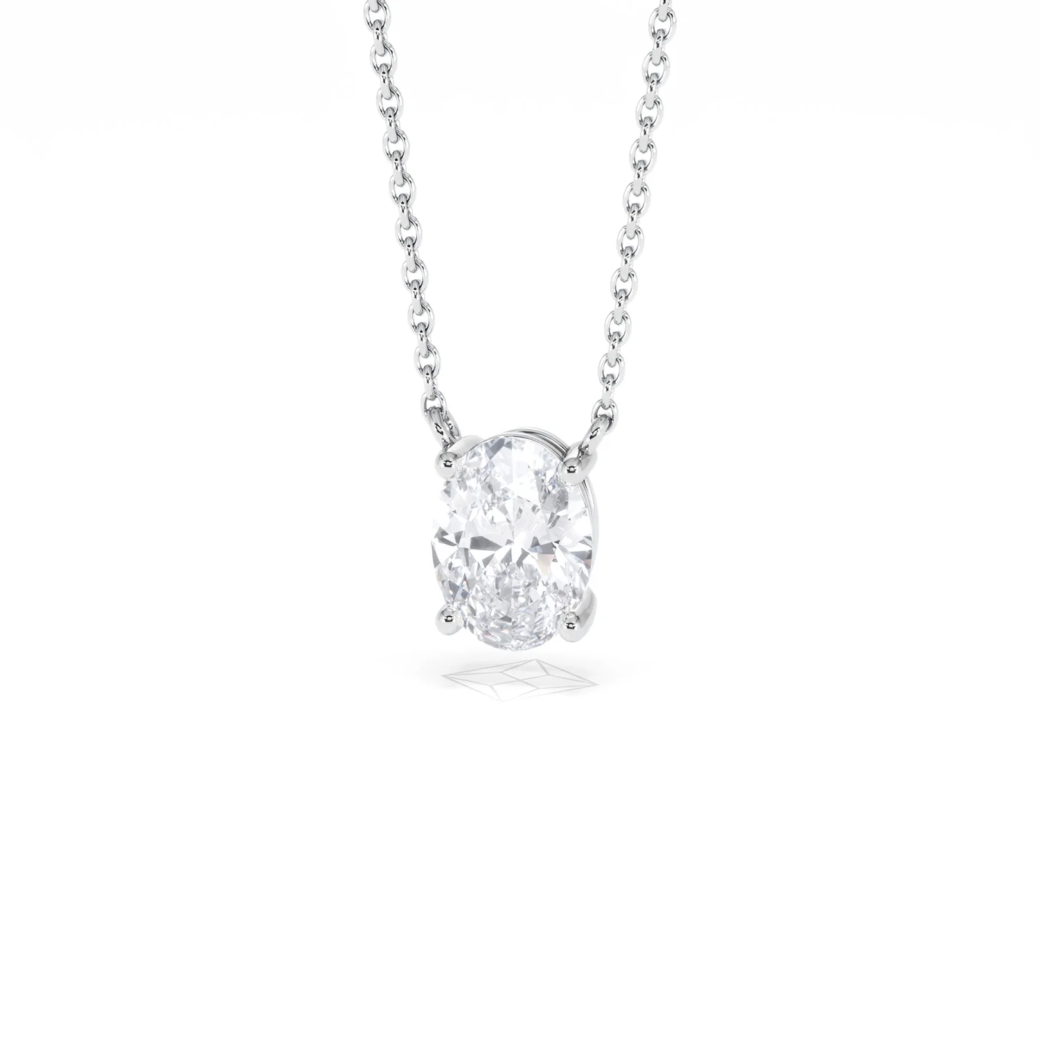 Wanderlust Floating Oval Cut Lab Diamond Solitaire Necklace 1.00ct H/SI in 9K White Gold - Image 87