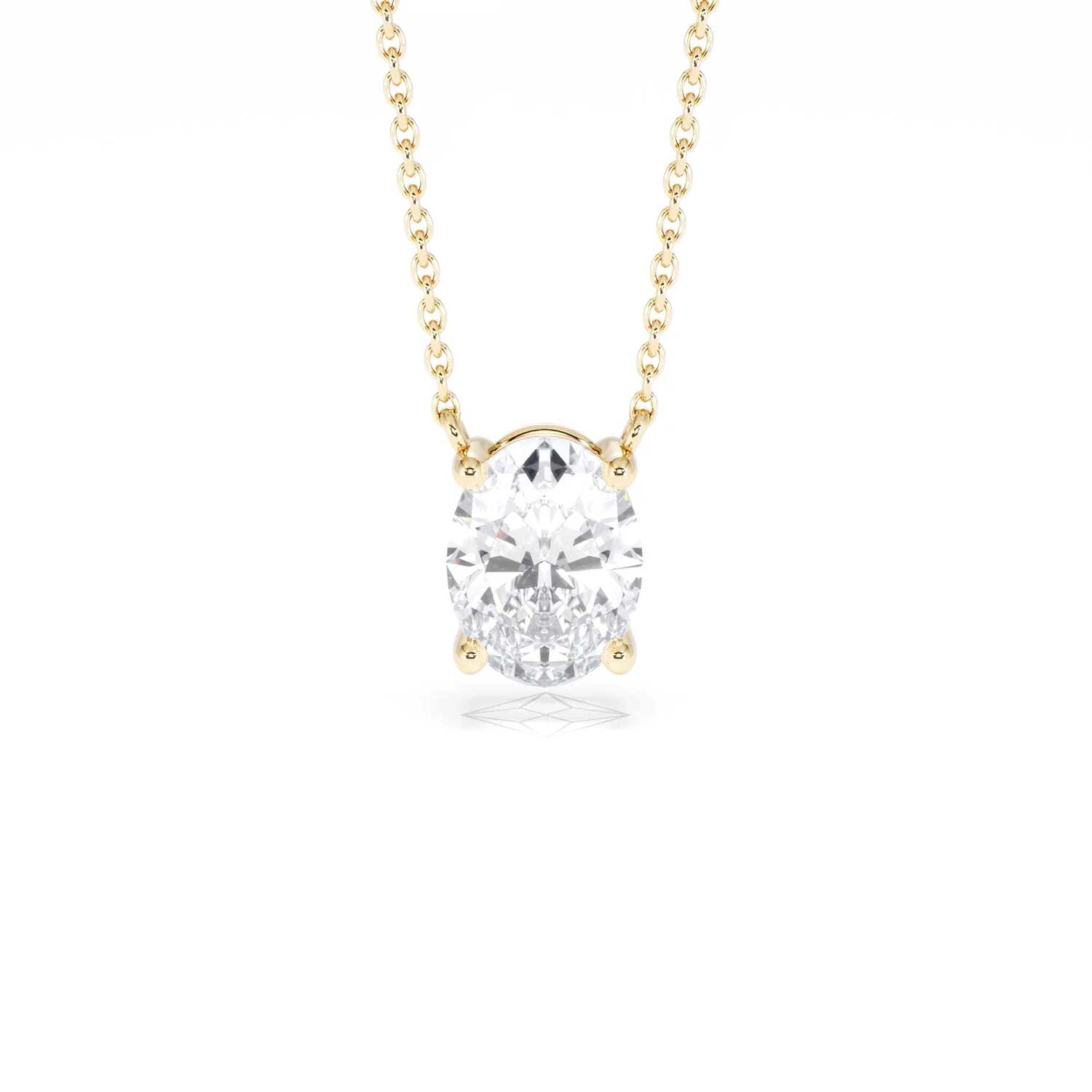 Wanderlust Floating Oval Cut Lab Diamond Solitaire Necklace 1.50ct H/SI in 9K Gold - Image 10