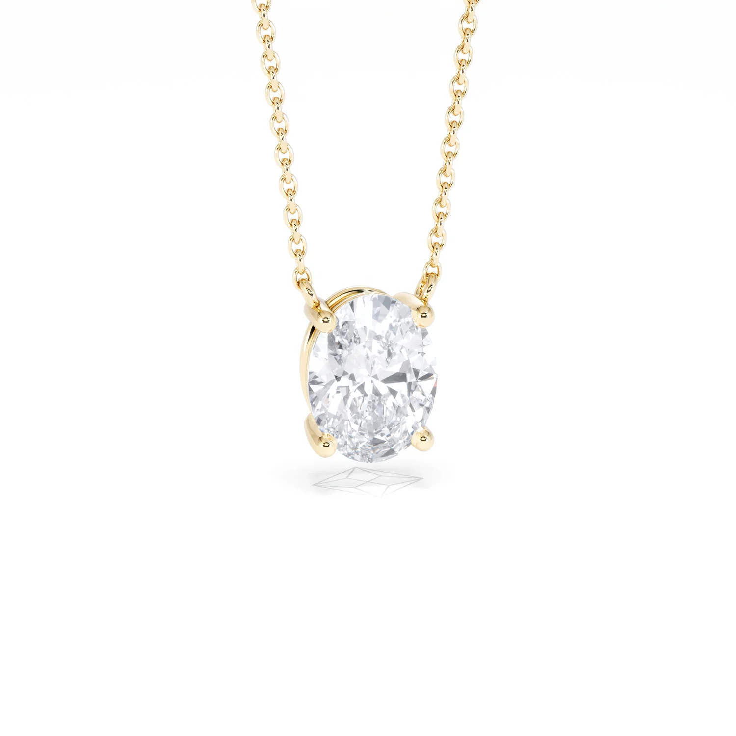 Wanderlust Floating Oval Cut Lab Diamond Solitaire Necklace 1.50ct H/SI in 9K Gold - Image 13