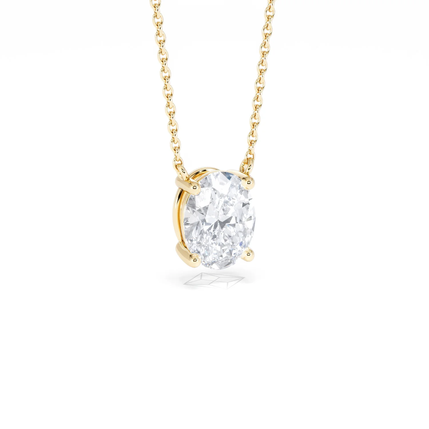 Wanderlust Floating Oval Cut Lab Diamond Solitaire Necklace 1.50ct H/SI in 9K Gold - Image 15