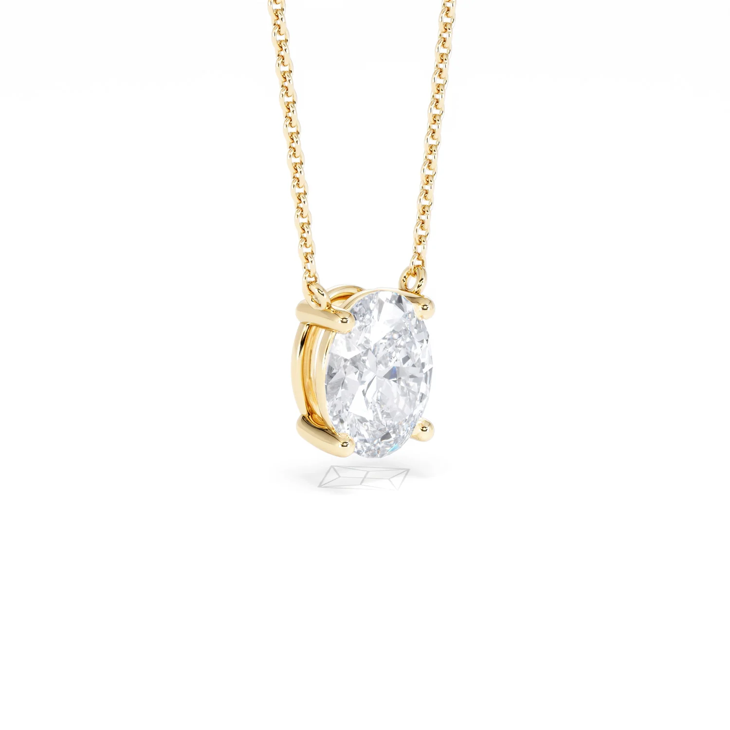 Wanderlust Floating Oval Cut Lab Diamond Solitaire Necklace 1.50ct H/SI in 9K Gold - Image 18