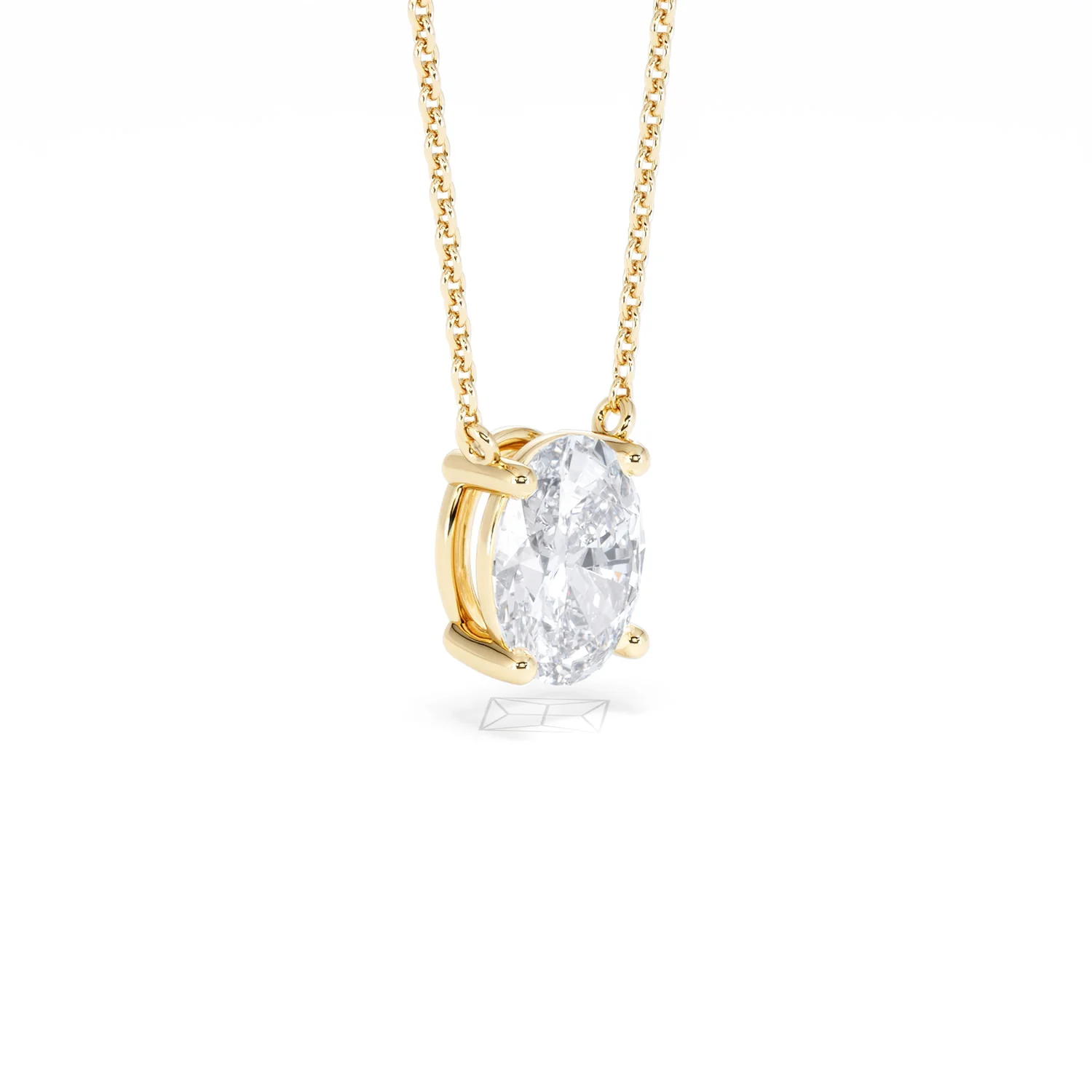 Wanderlust Floating Oval Cut Lab Diamond Solitaire Necklace 1.50ct H/SI in 9K Gold - Image 19