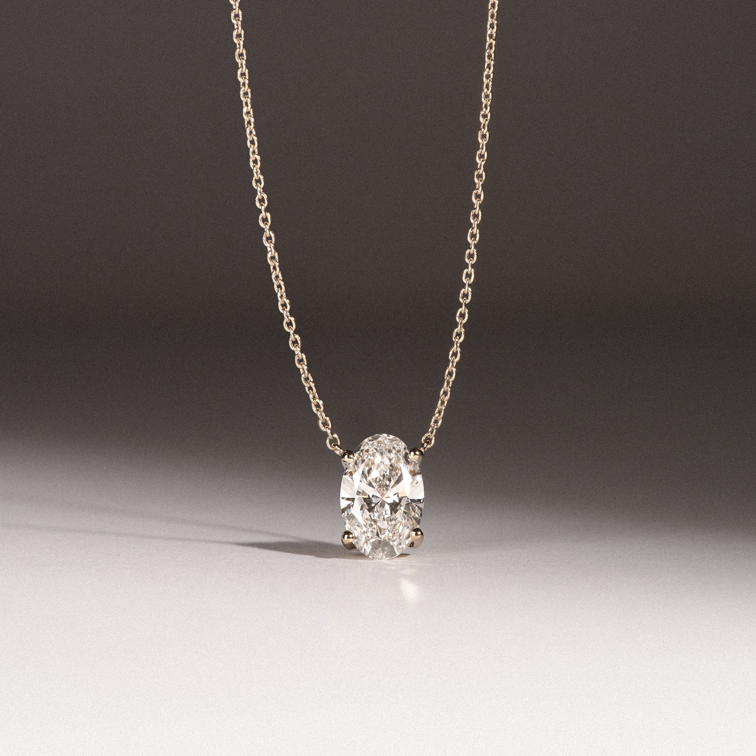 Wanderlust Floating Oval Cut Lab Diamond Solitaire Necklace 1.50ct H/SI in 9K Gold - Image 5