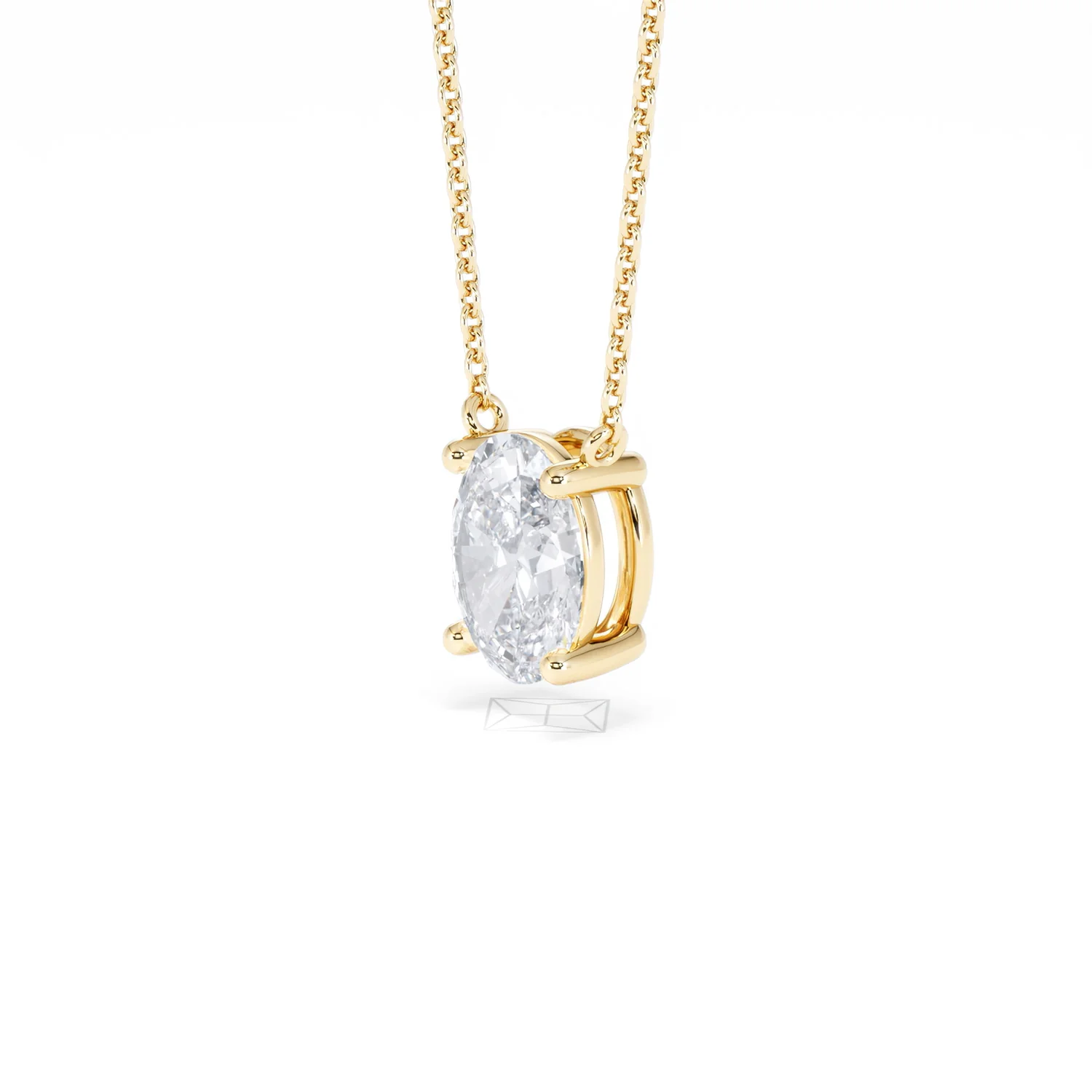 Wanderlust Floating Oval Cut Lab Diamond Solitaire Necklace 1.50ct H/SI in 9K Gold - Image 79
