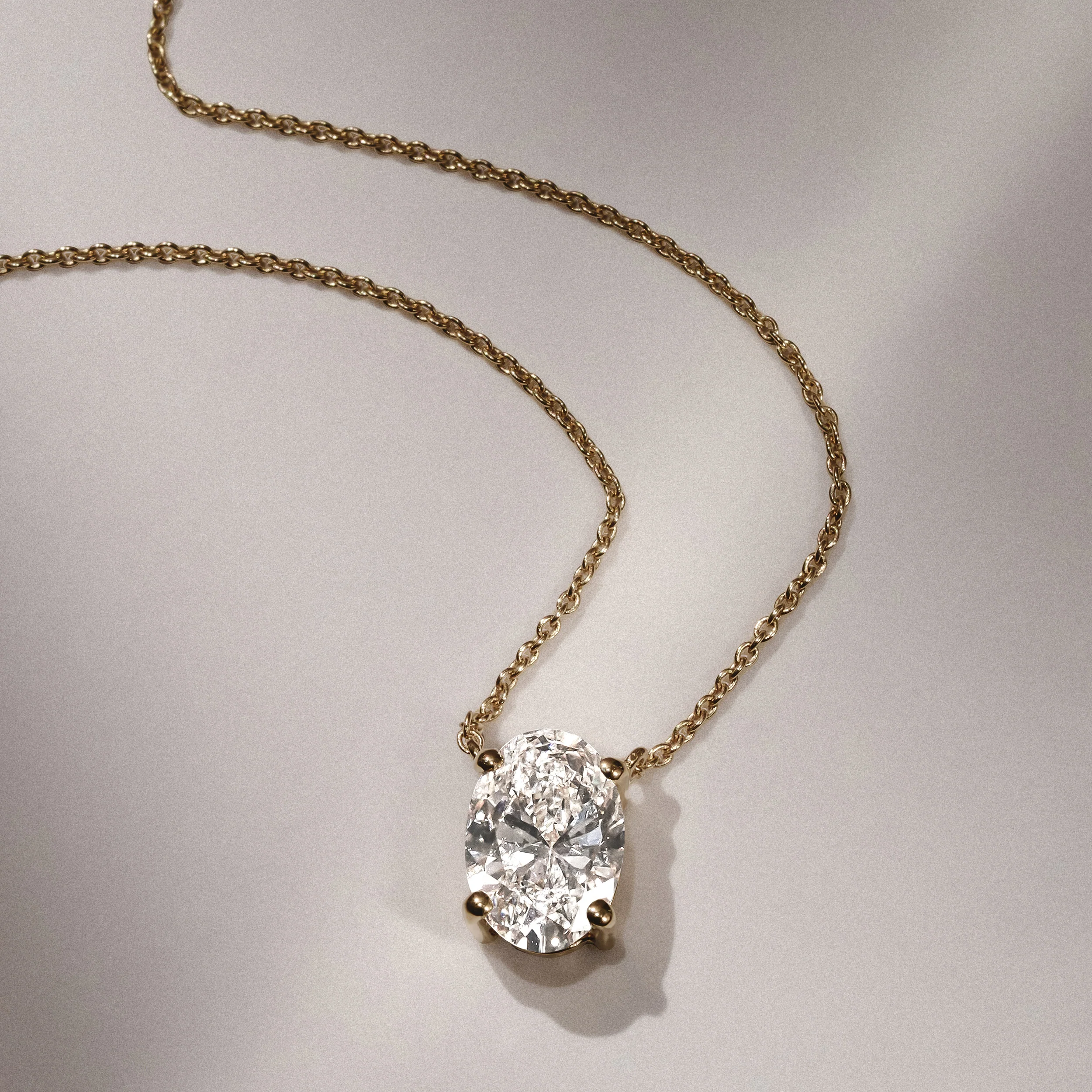 Wanderlust Floating Oval Cut Lab Diamond Solitaire Necklace 1.50ct H/SI in 9K Gold - Image 8