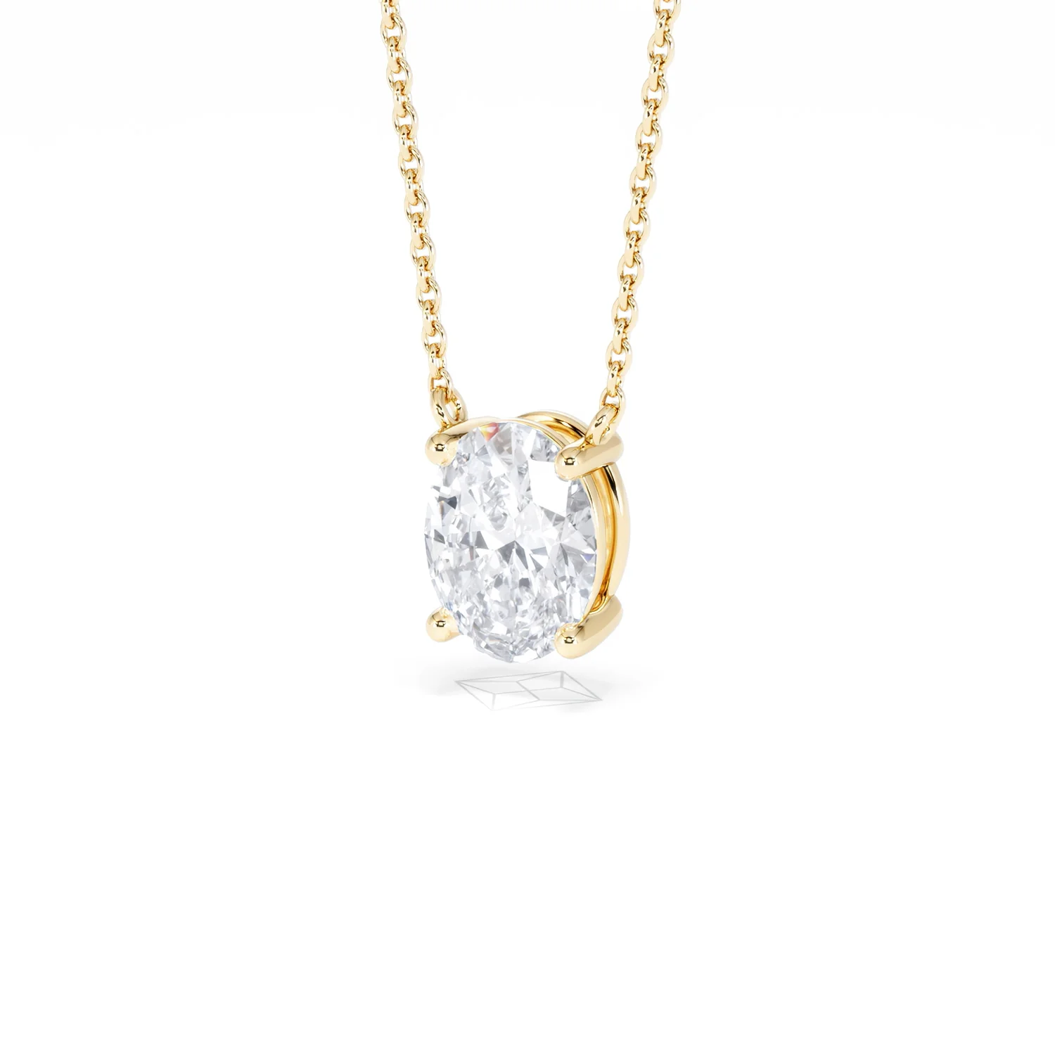 Wanderlust Floating Oval Cut Lab Diamond Solitaire Necklace 1.50ct H/SI in 9K Gold - Image 84
