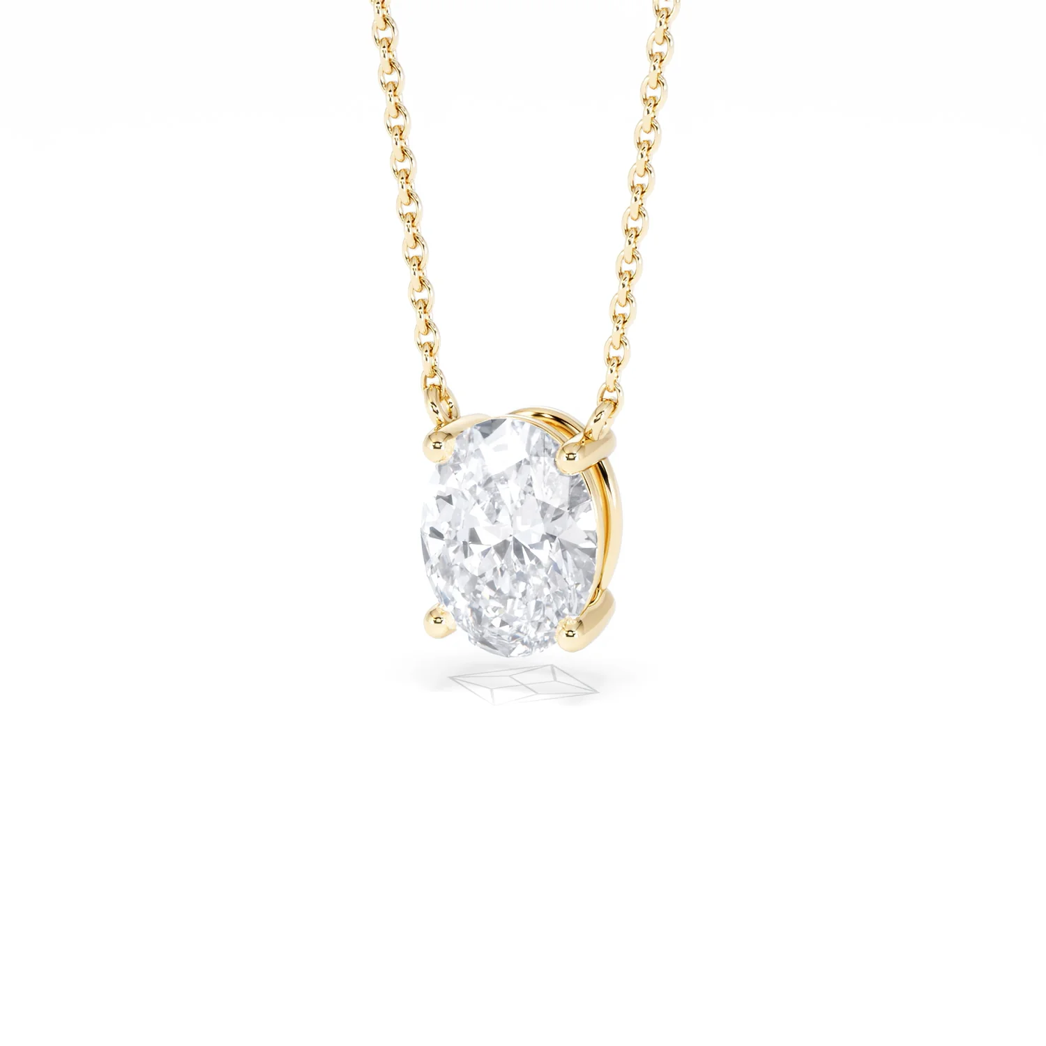 Wanderlust Floating Oval Cut Lab Diamond Solitaire Necklace 1.50ct H/SI in 9K Gold - Image 85