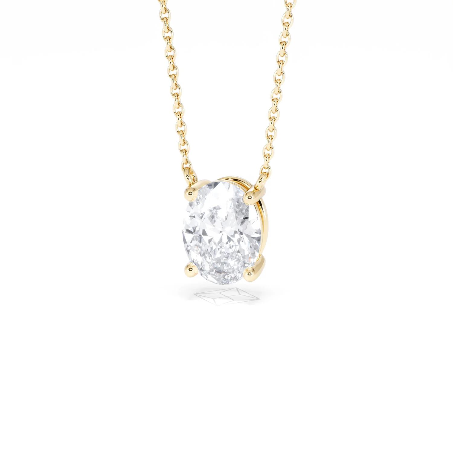 Wanderlust Floating Oval Cut Lab Diamond Solitaire Necklace 1.50ct H/SI in 9K Gold - Image 86