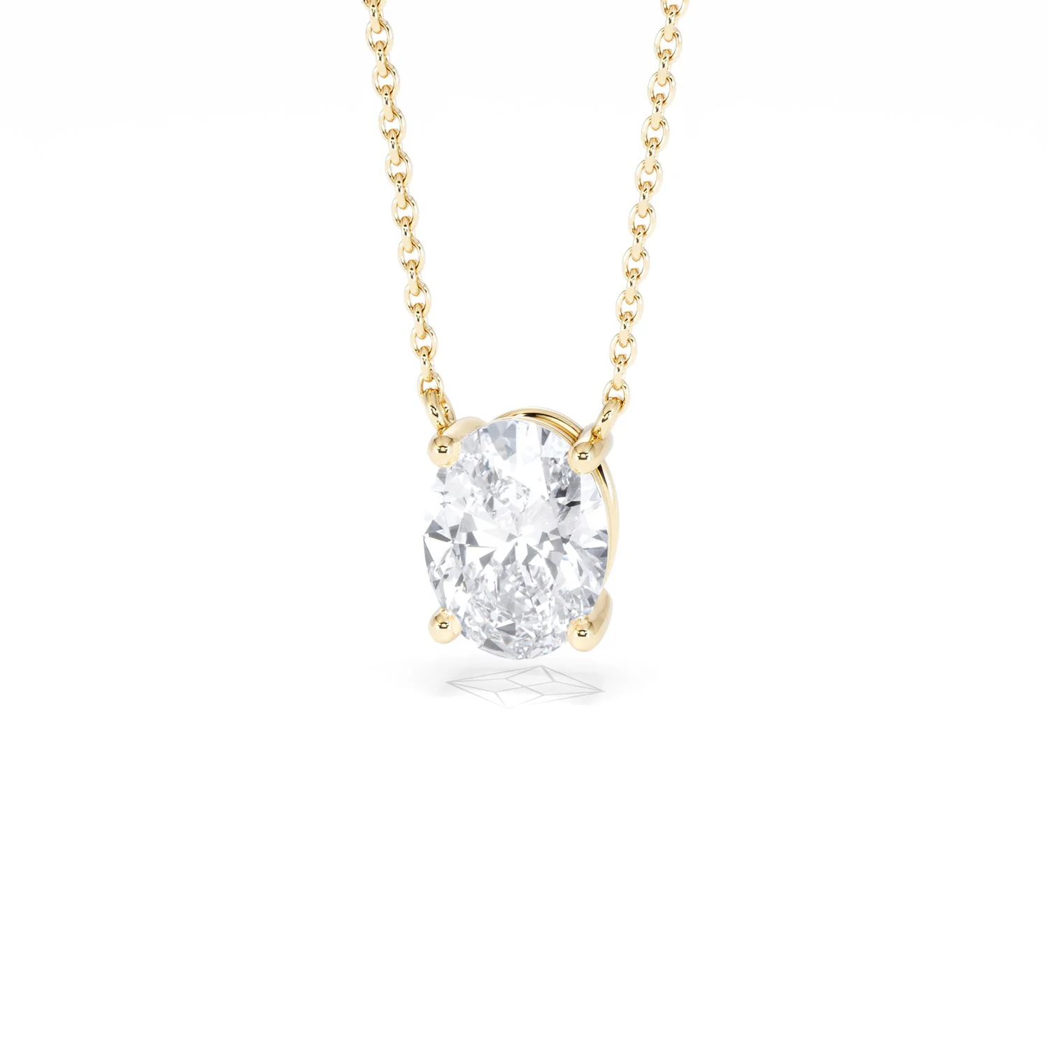 Wanderlust Floating Oval Cut Lab Diamond Solitaire Necklace 1.50ct H/SI in 9K Gold - Image 87