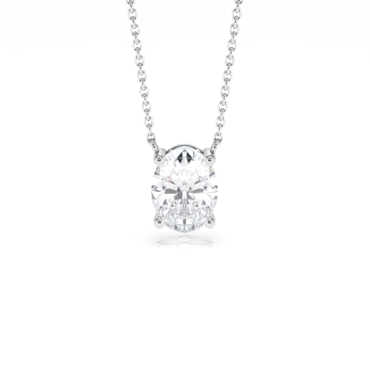 Wanderlust Floating Oval Cut Lab Diamond Solitaire Necklace 1.50ct H/SI in 9K White Gold - Image 10