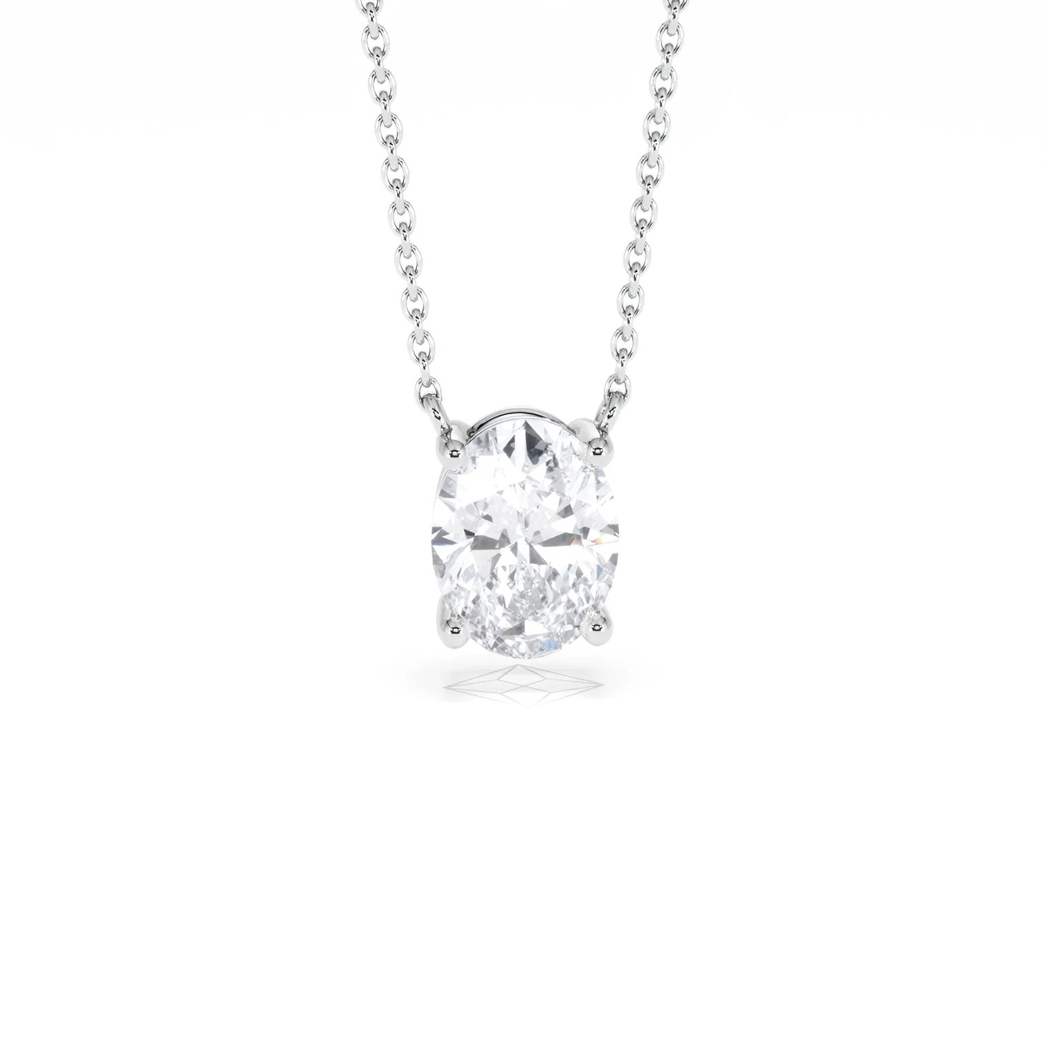 Wanderlust Floating Oval Cut Lab Diamond Solitaire Necklace 1.50ct H/SI in 9K White Gold - Image 11