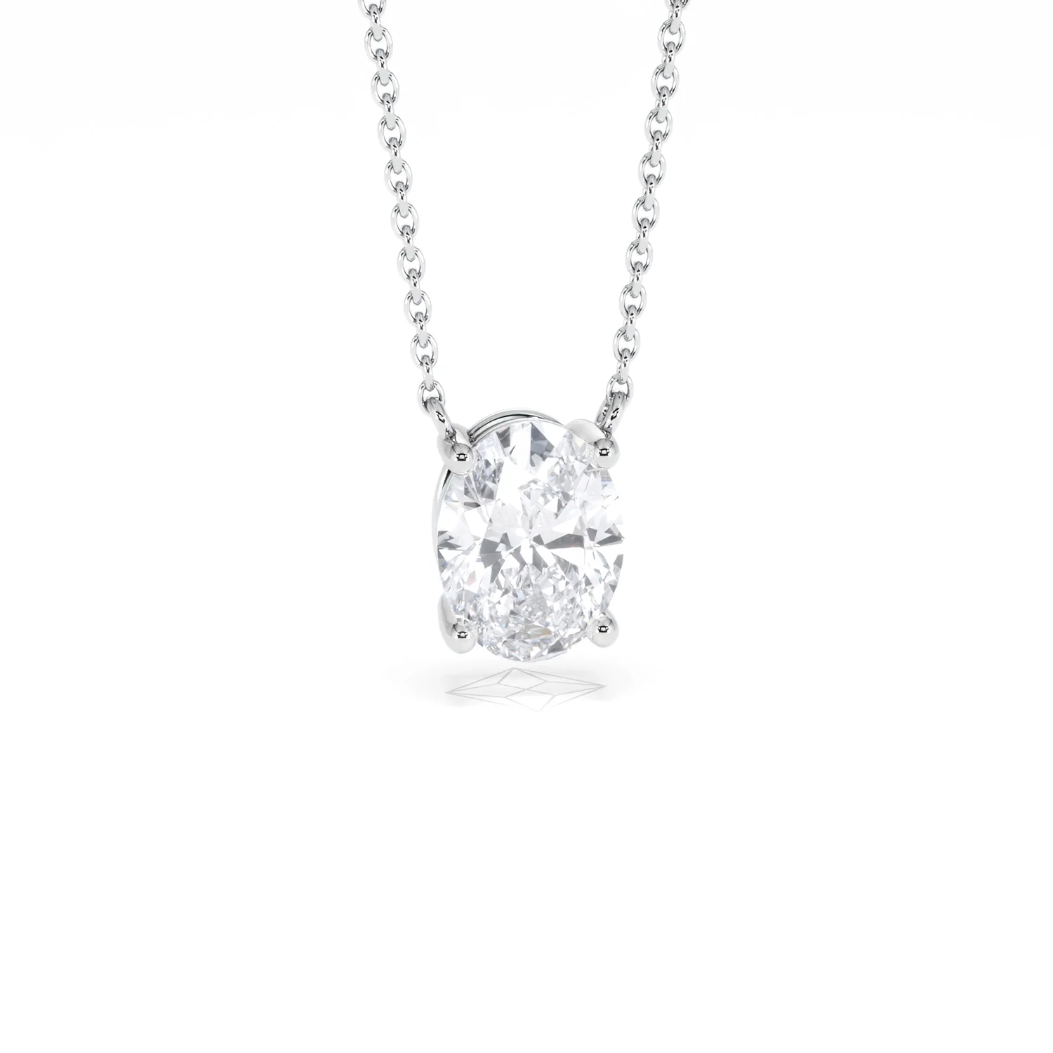 Wanderlust Floating Oval Cut Lab Diamond Solitaire Necklace 1.50ct H/SI in 9K White Gold - Image 12