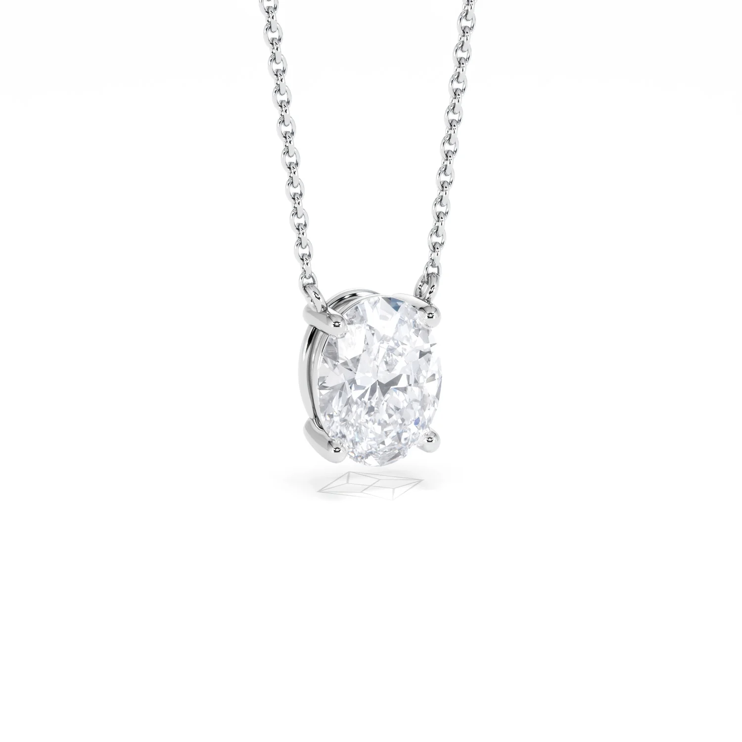 Wanderlust Floating Oval Cut Lab Diamond Solitaire Necklace 1.50ct H/SI in 9K White Gold - Image 15