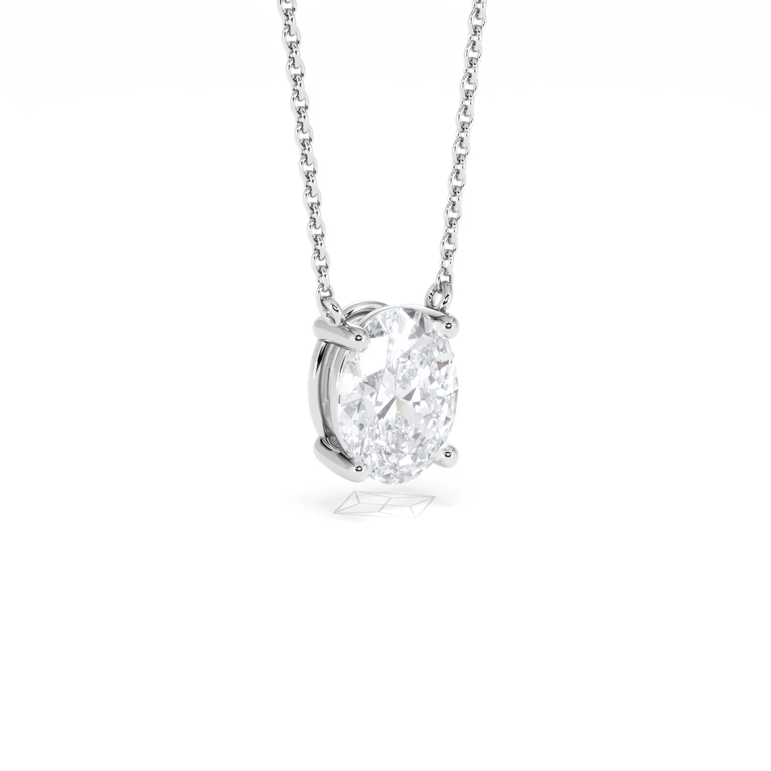Wanderlust Floating Oval Cut Lab Diamond Solitaire Necklace 1.50ct H/SI in 9K White Gold - Image 17