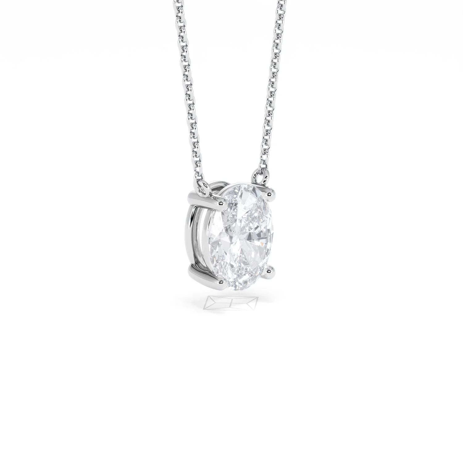 Wanderlust Floating Oval Cut Lab Diamond Solitaire Necklace 1.50ct H/SI in 9K White Gold - Image 19