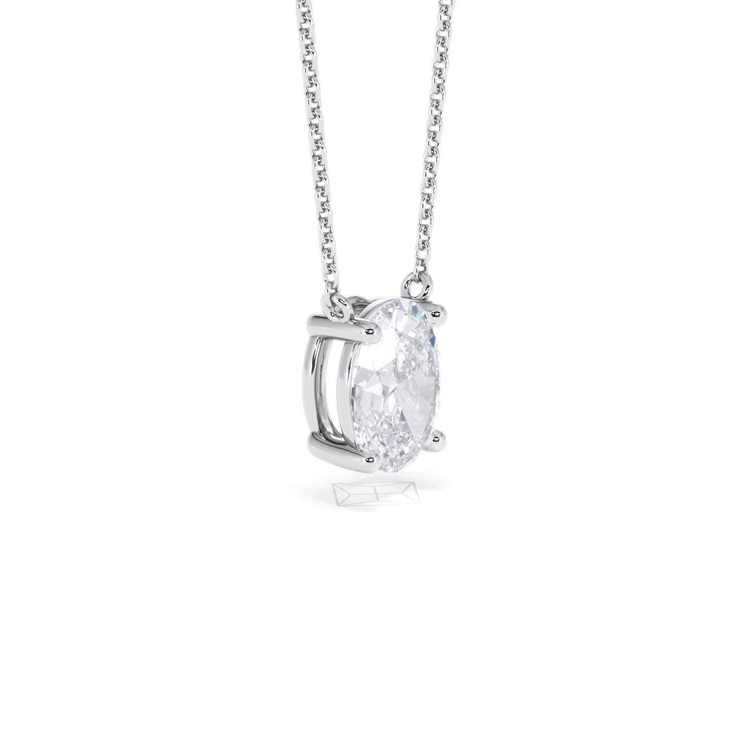 Wanderlust Floating Oval Cut Lab Diamond Solitaire Necklace 1.50ct H/SI in 9K White Gold - Image 21