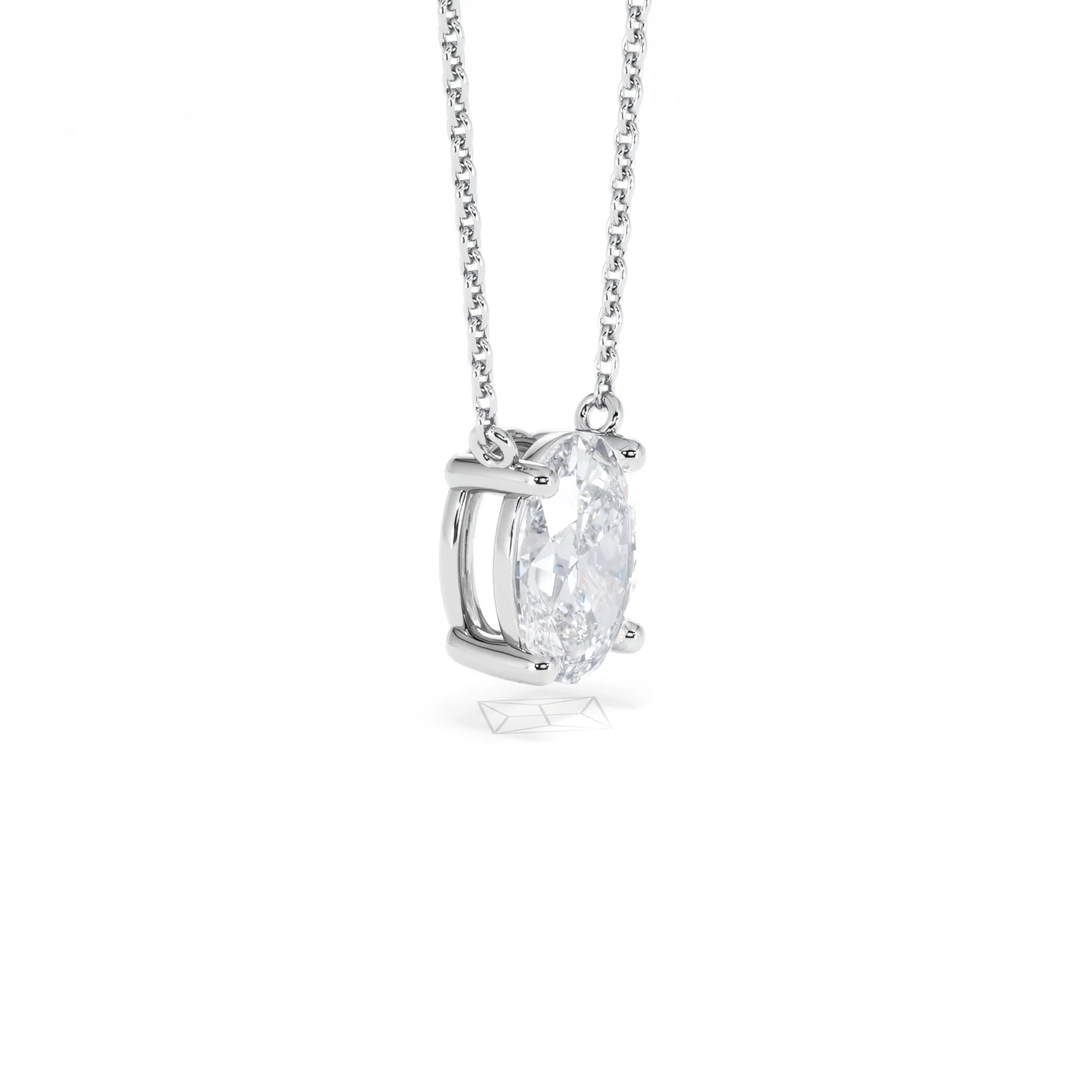 Wanderlust Floating Oval Cut Lab Diamond Solitaire Necklace 1.50ct H/SI in 9K White Gold - Image 22