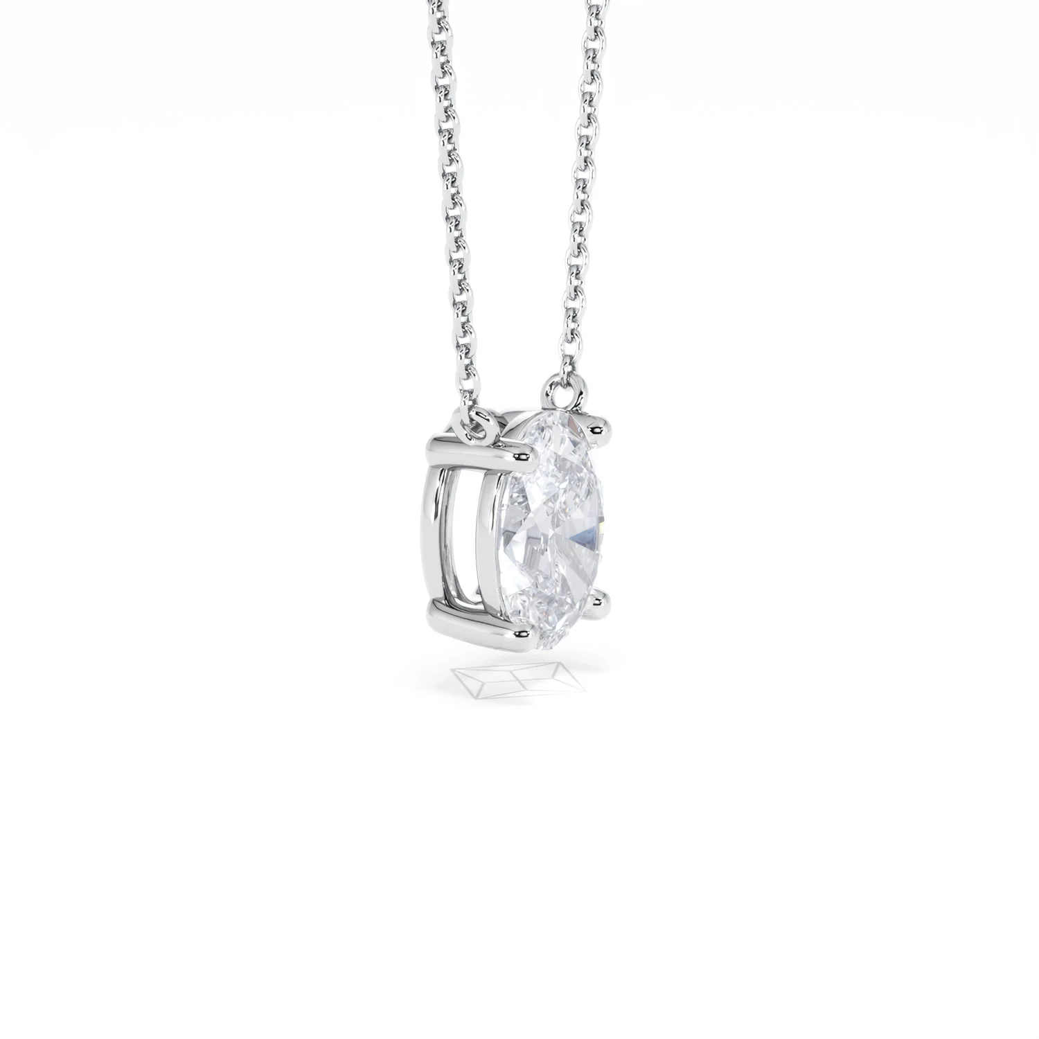 Wanderlust Floating Oval Cut Lab Diamond Solitaire Necklace 1.50ct H/SI in 9K White Gold - Image 23