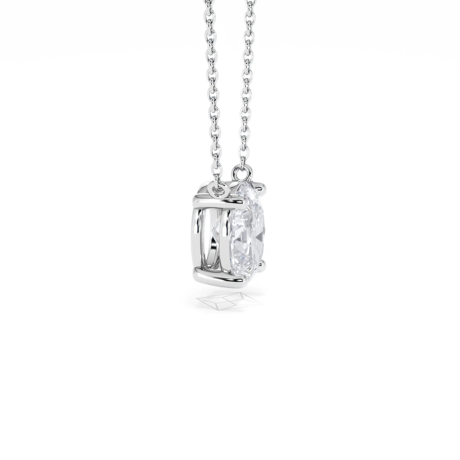 Wanderlust Floating Oval Cut Lab Diamond Solitaire Necklace 1.50ct H/SI in 9K White Gold - Image 26