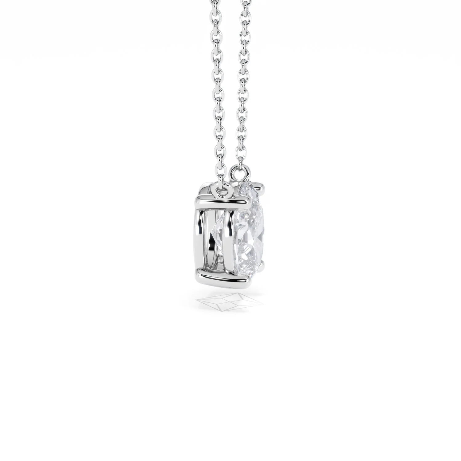 Wanderlust Floating Oval Cut Lab Diamond Solitaire Necklace 1.50ct H/SI in 9K White Gold - Image 27