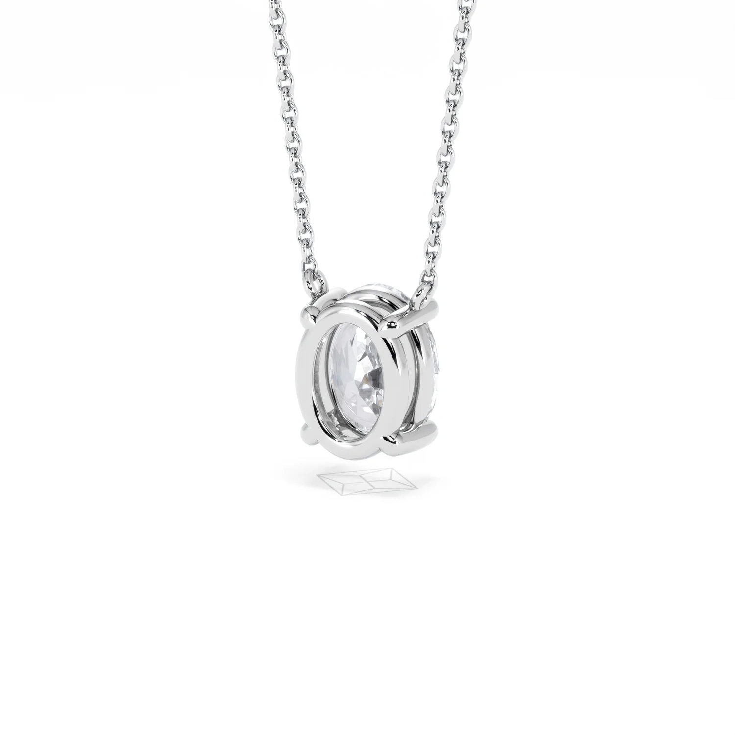 Wanderlust Floating Oval Cut Lab Diamond Solitaire Necklace 1.50ct H/SI in 9K White Gold - Image 44