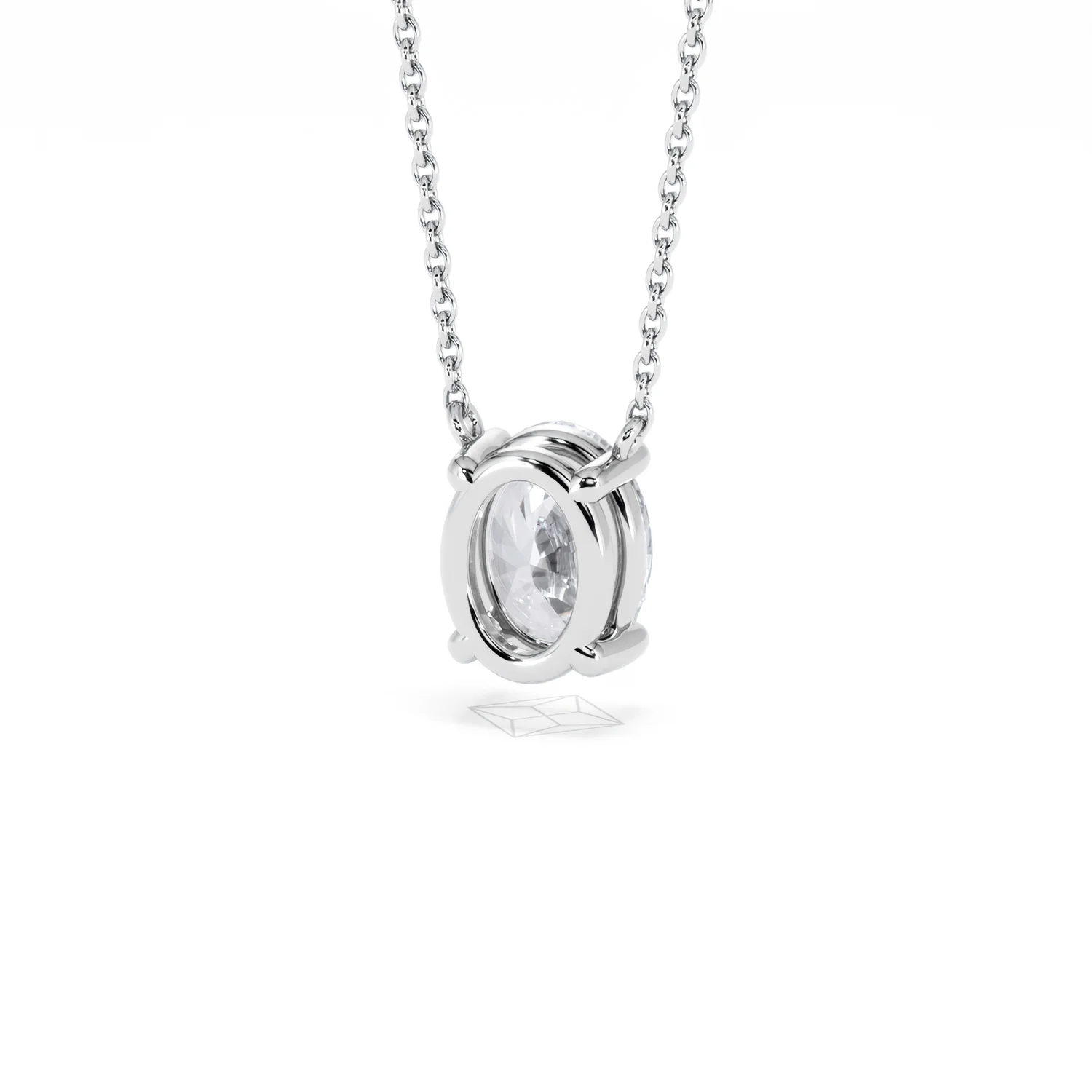 Wanderlust Floating Oval Cut Lab Diamond Solitaire Necklace 1.50ct H/SI in 9K White Gold - Image 45