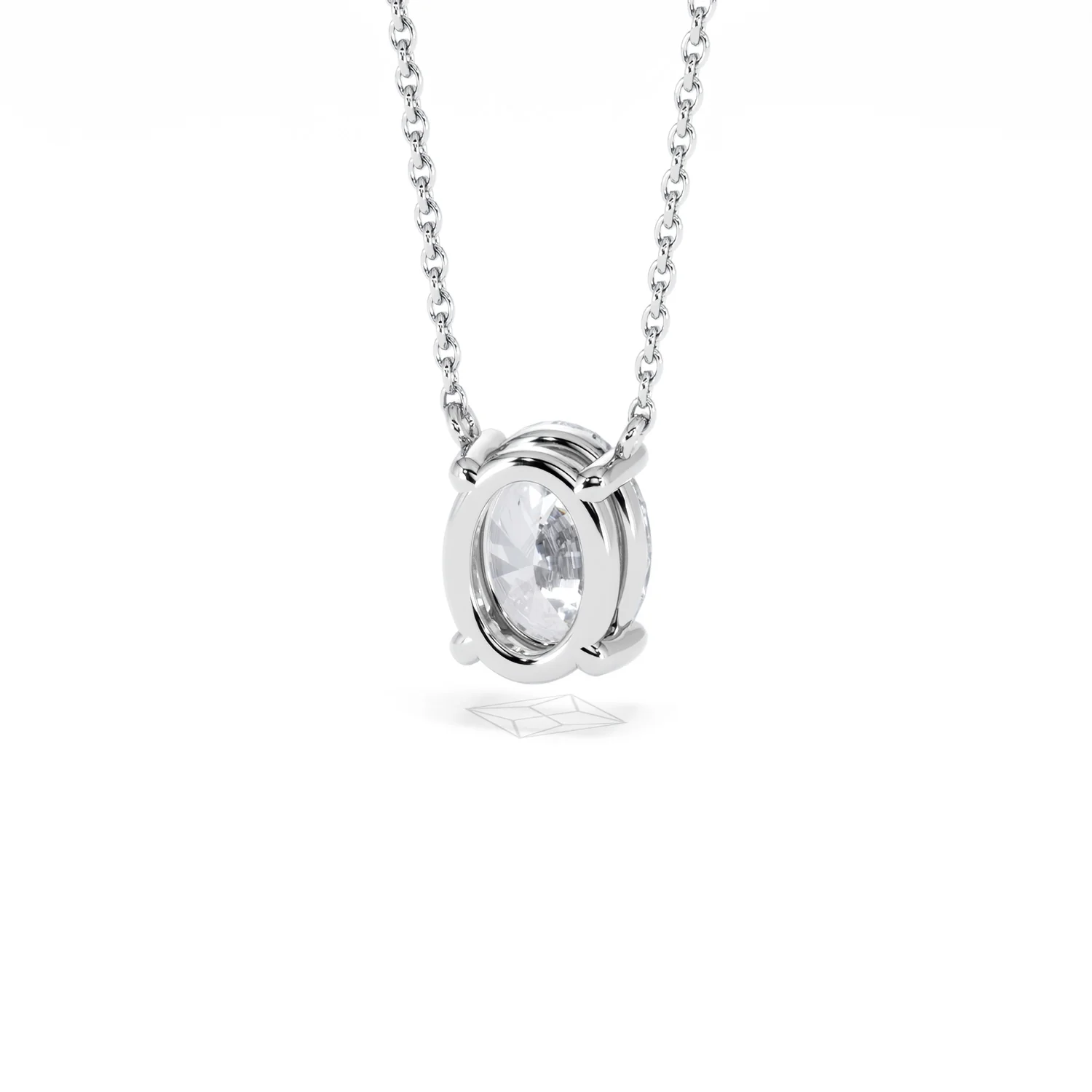 Wanderlust Floating Oval Cut Lab Diamond Solitaire Necklace 1.50ct H/SI in 9K White Gold - Image 46