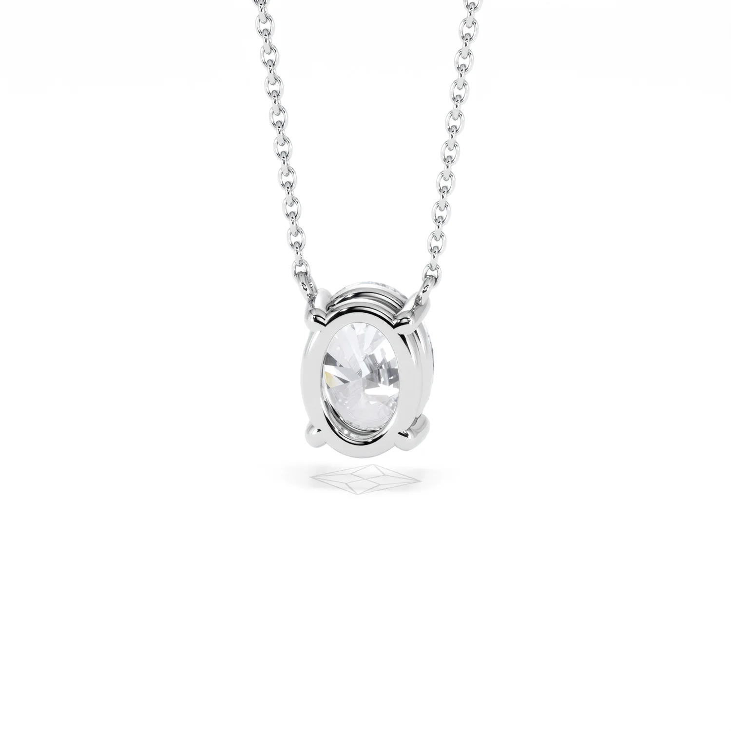 Wanderlust Floating Oval Cut Lab Diamond Solitaire Necklace 1.50ct H/SI in 9K White Gold - Image 48