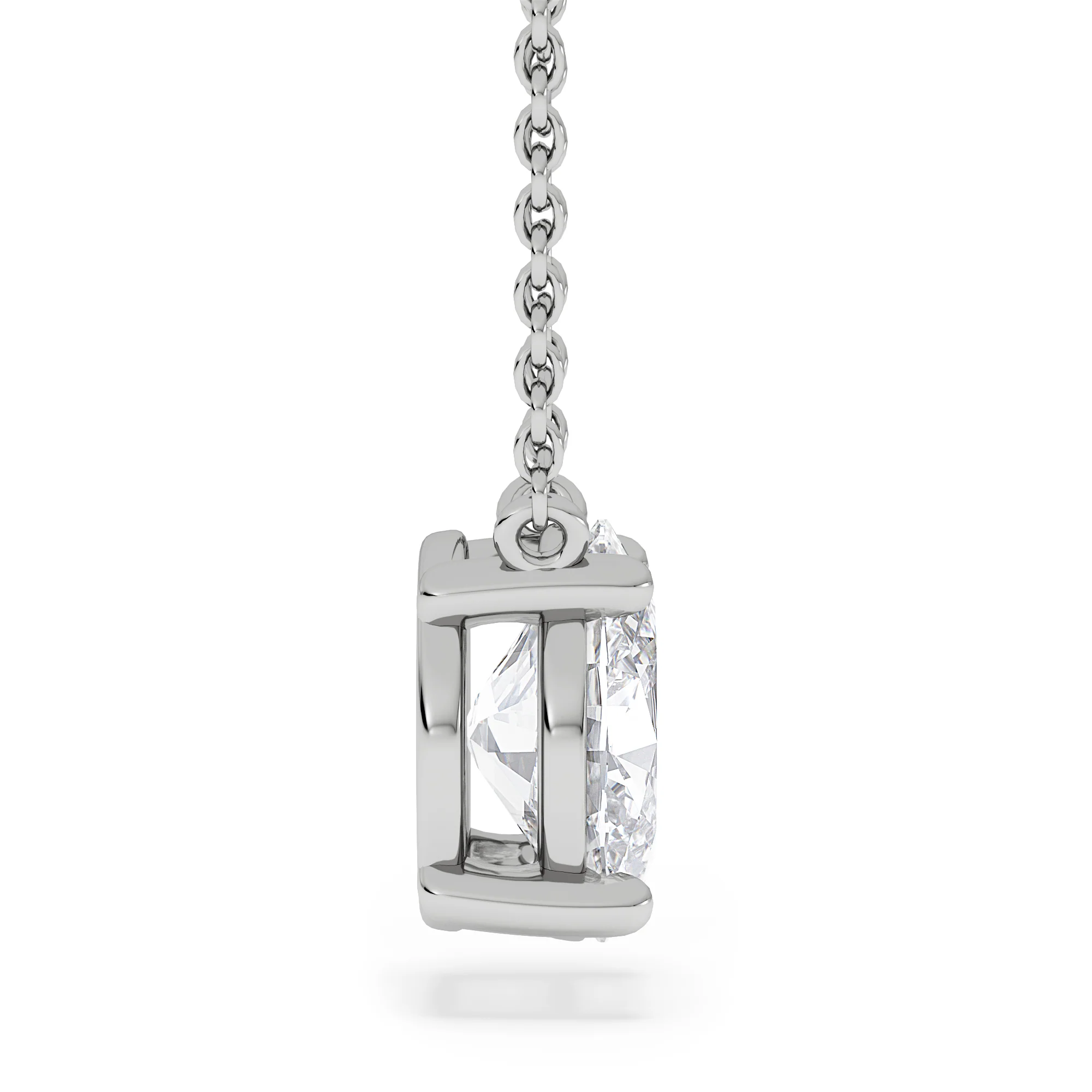 Wanderlust Floating Oval Cut Lab Diamond Solitaire Necklace 1.50ct H/SI in 9K White Gold - Image 5