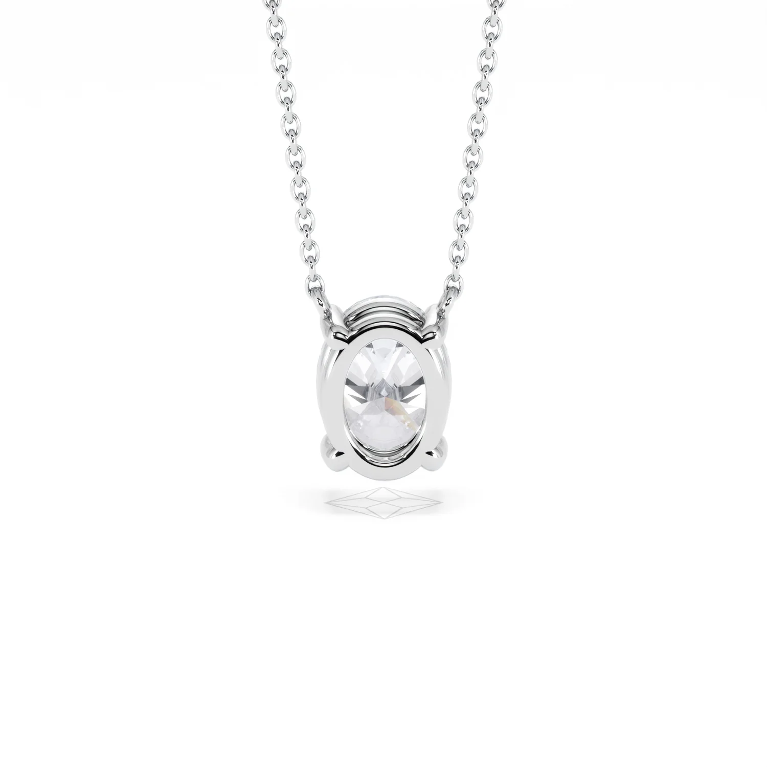 Wanderlust Floating Oval Cut Lab Diamond Solitaire Necklace 1.50ct H/SI in 9K White Gold - Image 50